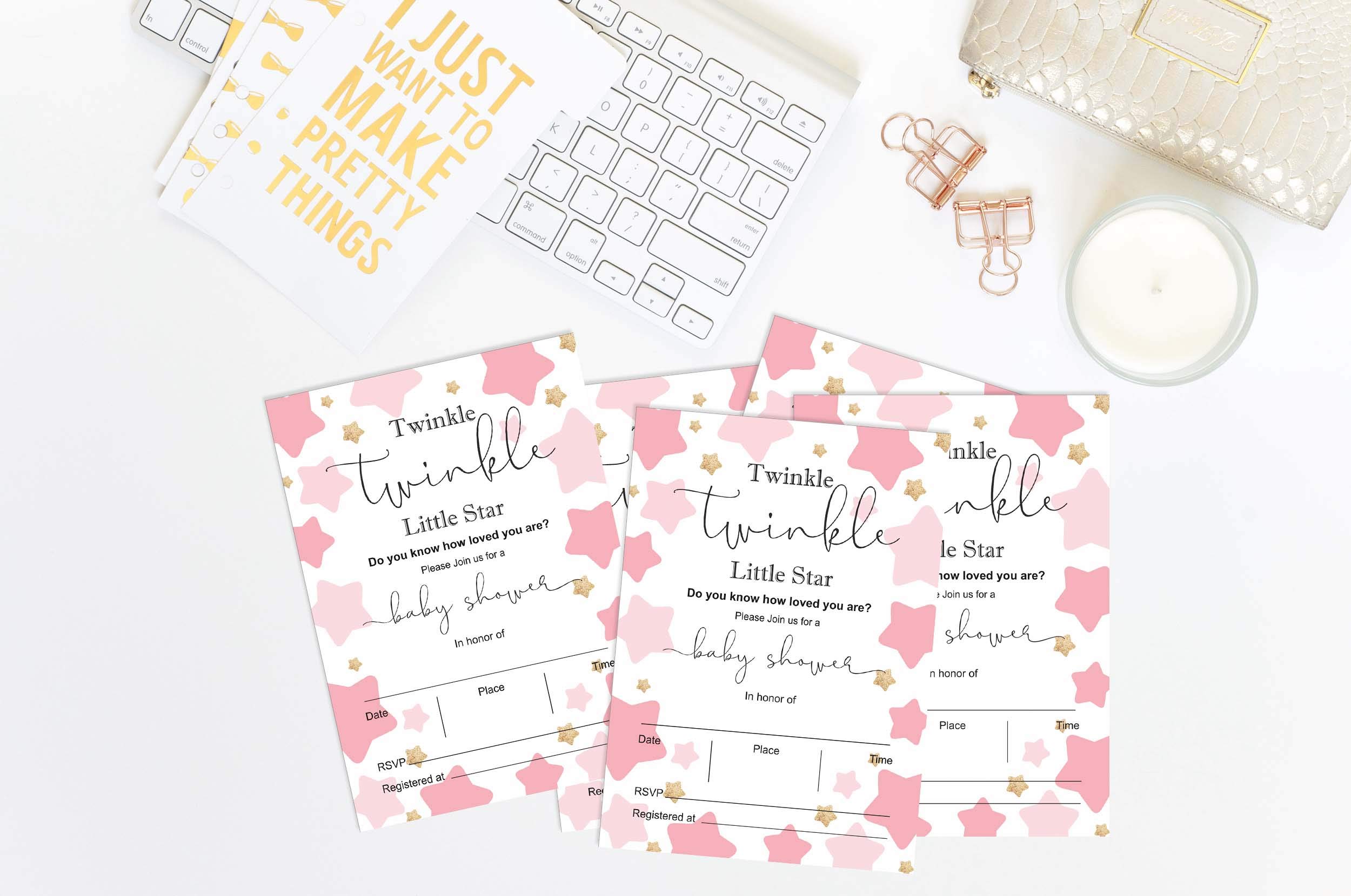 30-Pack Twinkle Twinkle Little Star Baby Shower Invitation Cards - Gender Reveal & Blank Invites for Boy/Girl - Perfect for Baby Showers, Gender Reveal Parties & Celebrations