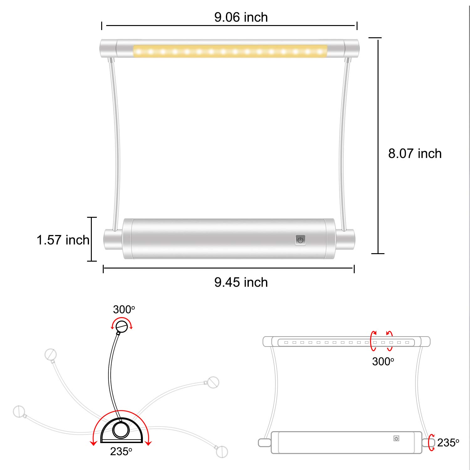HONWELL Battery-Powered Wireless LED Picture Light with Remote Control, Timer & Dimmer - Adjustable Rotatable Light Heads for Artwork, Paintings & Frames - Perfect for Gallery, Home Decor & Display Lighting