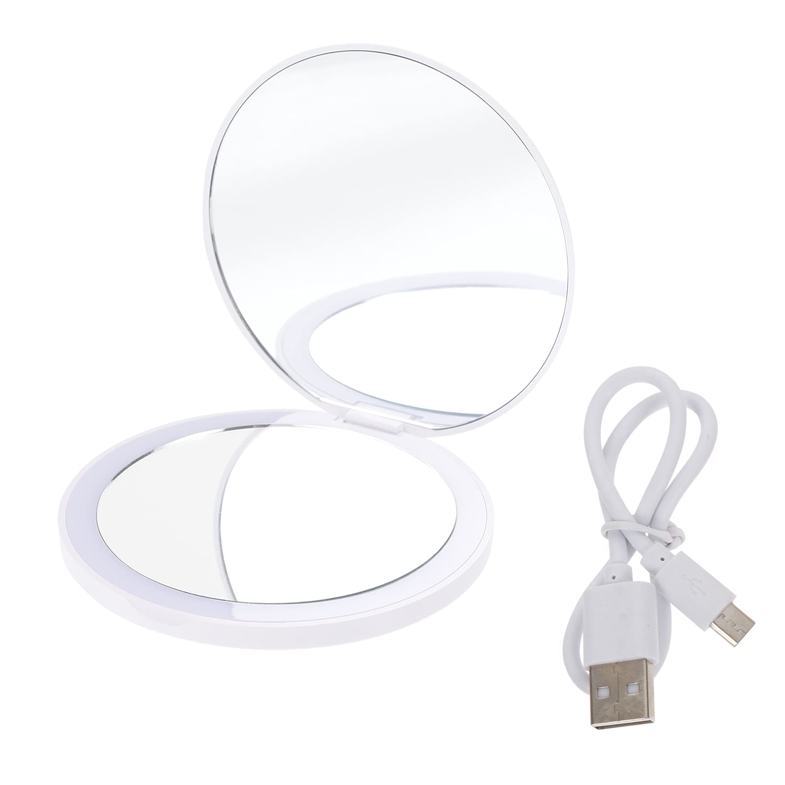 OSALADI LED Lighted Travel Makeup Mirror - Rechargeable Folding Vanity Mirror with Lights for Women & Girls, Pink | Perfect for Home, Travel & Salon Use