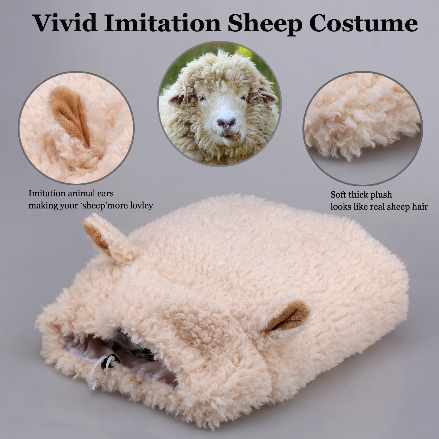 Funny Sheep Dog Costume - Cute Furry Pet Wig for Halloween & Christmas - Size L for Playful Dress-Up