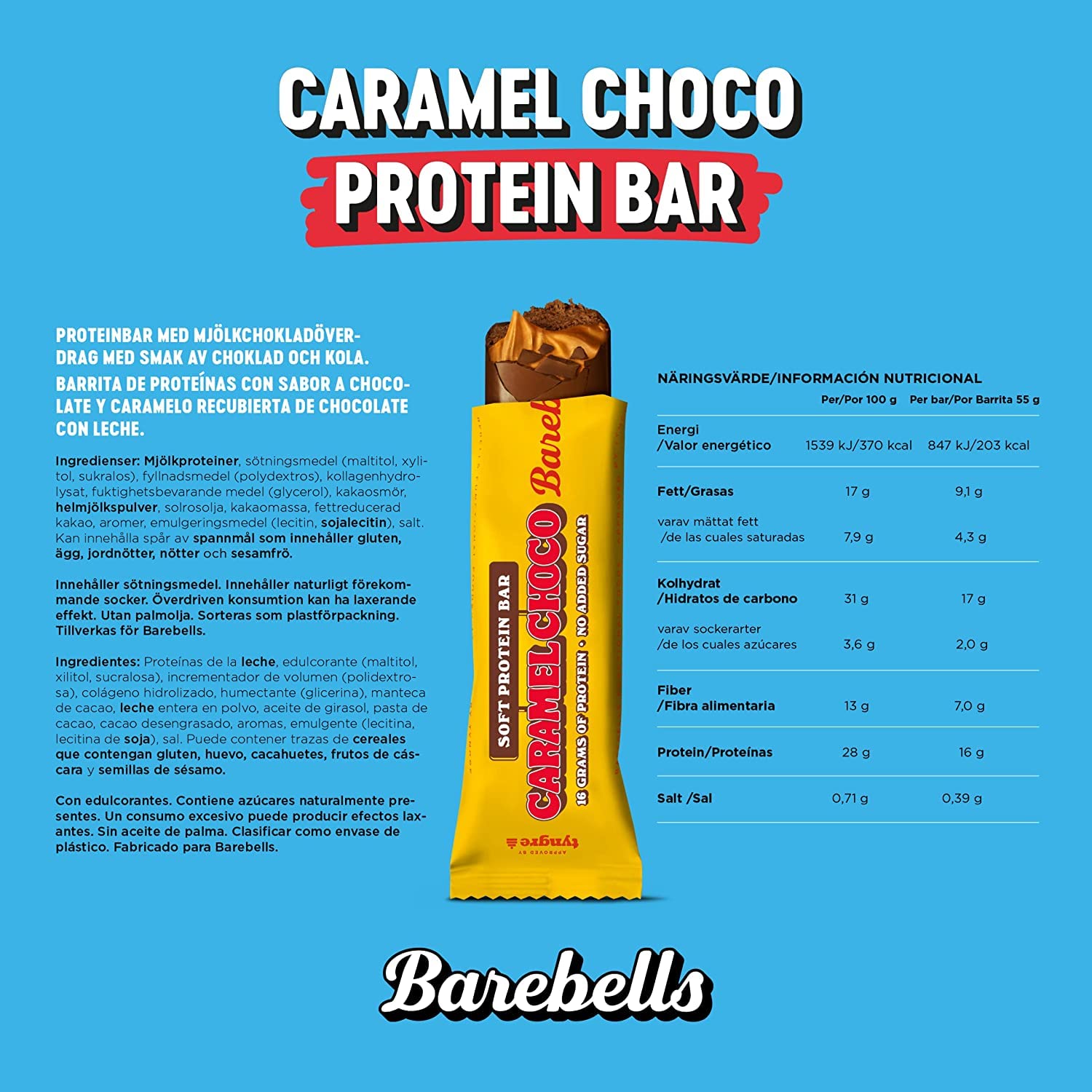 Barebells High Protein Soft Bar - 12 Pack (55g Each) | Low Sugar, Gluten Free Snack for Workout Recovery, Weight Loss & On-the-Go Energy