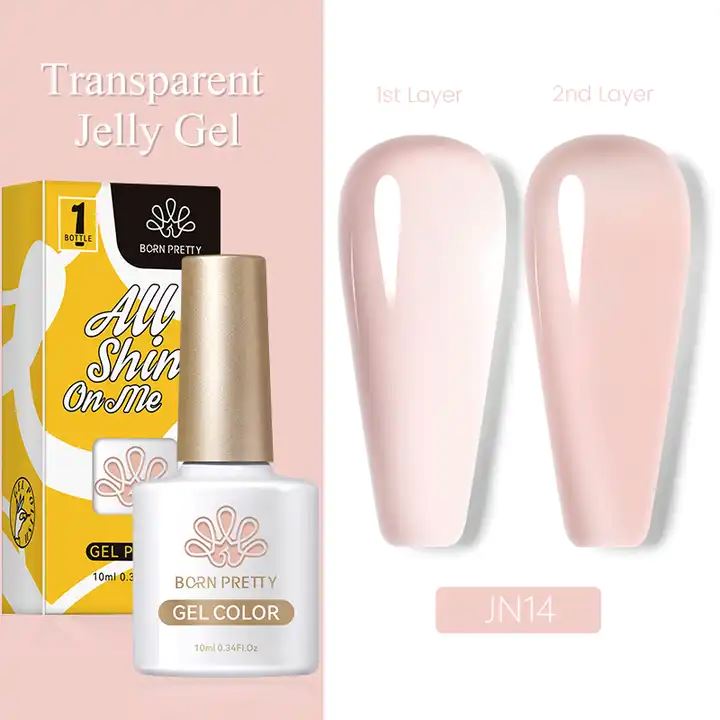 Born Pretty Jelly Nude Gel Polish - Long Lasting Soak Off UV LED Nail Polish for Salon & Home Manicure - Perfect for Weddings, Parties & Everyday Wear