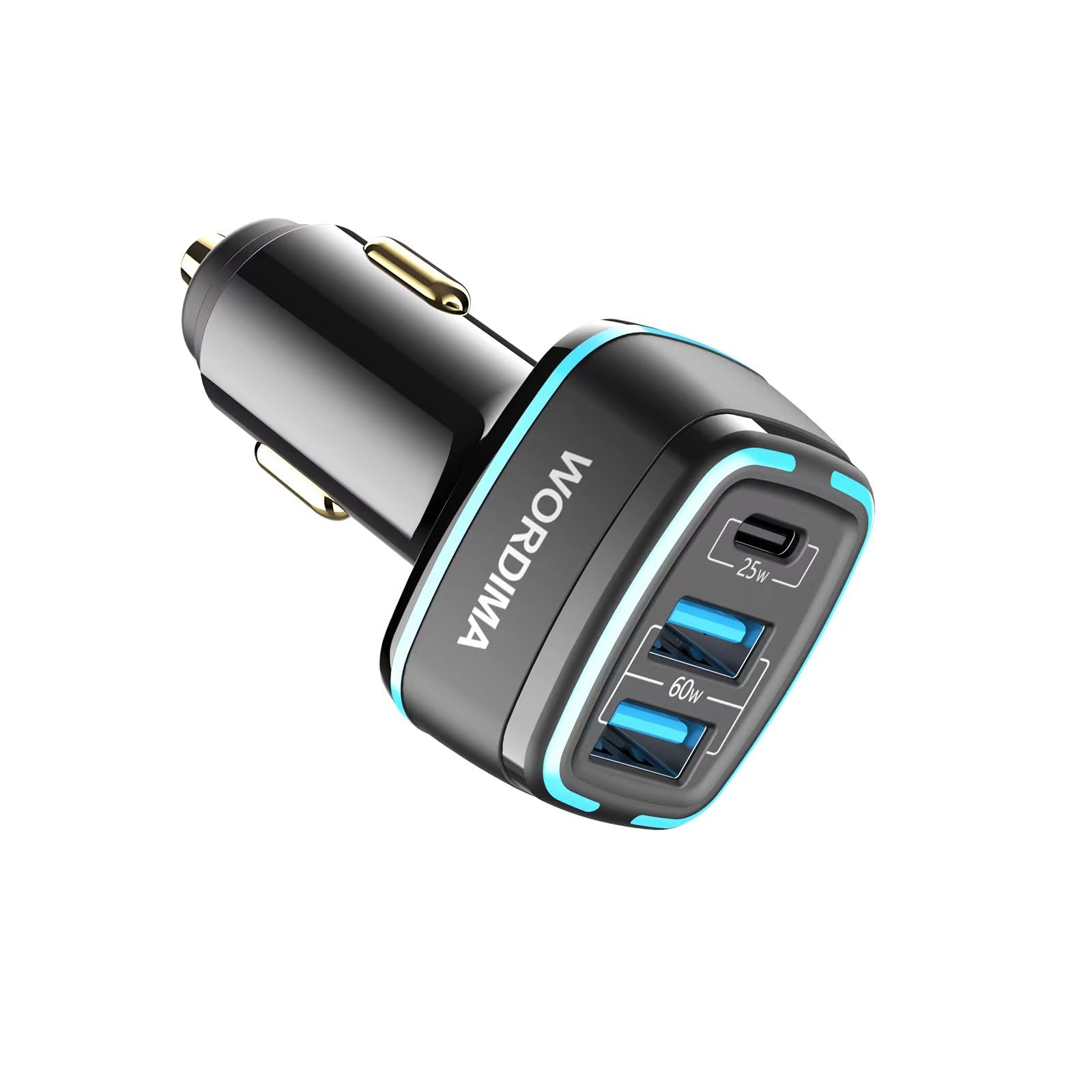 85W 3-Port Fast Car Charger with USB C - WORDIMA Cigarette Lighter Adapter for iPhone 15/14/13/12 Pro Max, iPad Pro, Google Pixel, OnePlus, Samsung Galaxy S21 & MacBook Pro/Air - Perfect for Road Trips & Multi-Device Charging