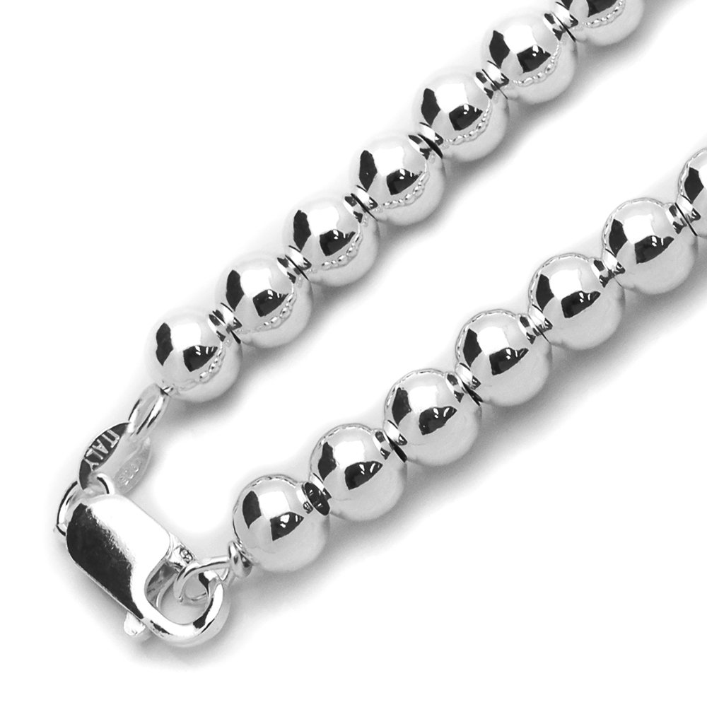 Elegant 8mm Hollow Ball Bead Sterling Silver Chain Necklace - Adjustable Lengths (7.5, 8, 16, 18, 20 Inch) - Perfect for Everyday Wear, Gift Giving & Special Occasions