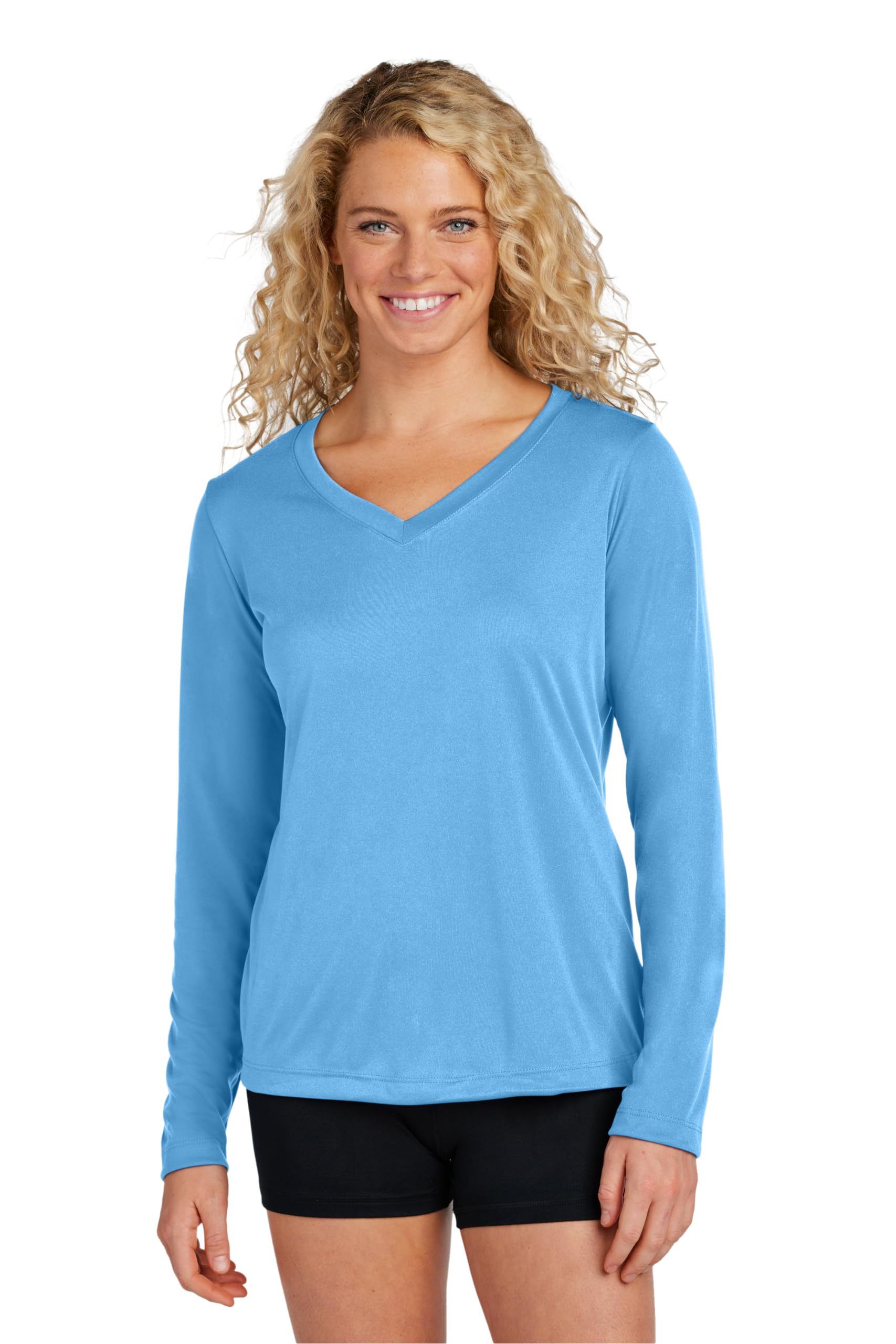 Women's Long Sleeve V-Neck Workout Tops - Gym & Yoga Shirts (Plus Sizes)