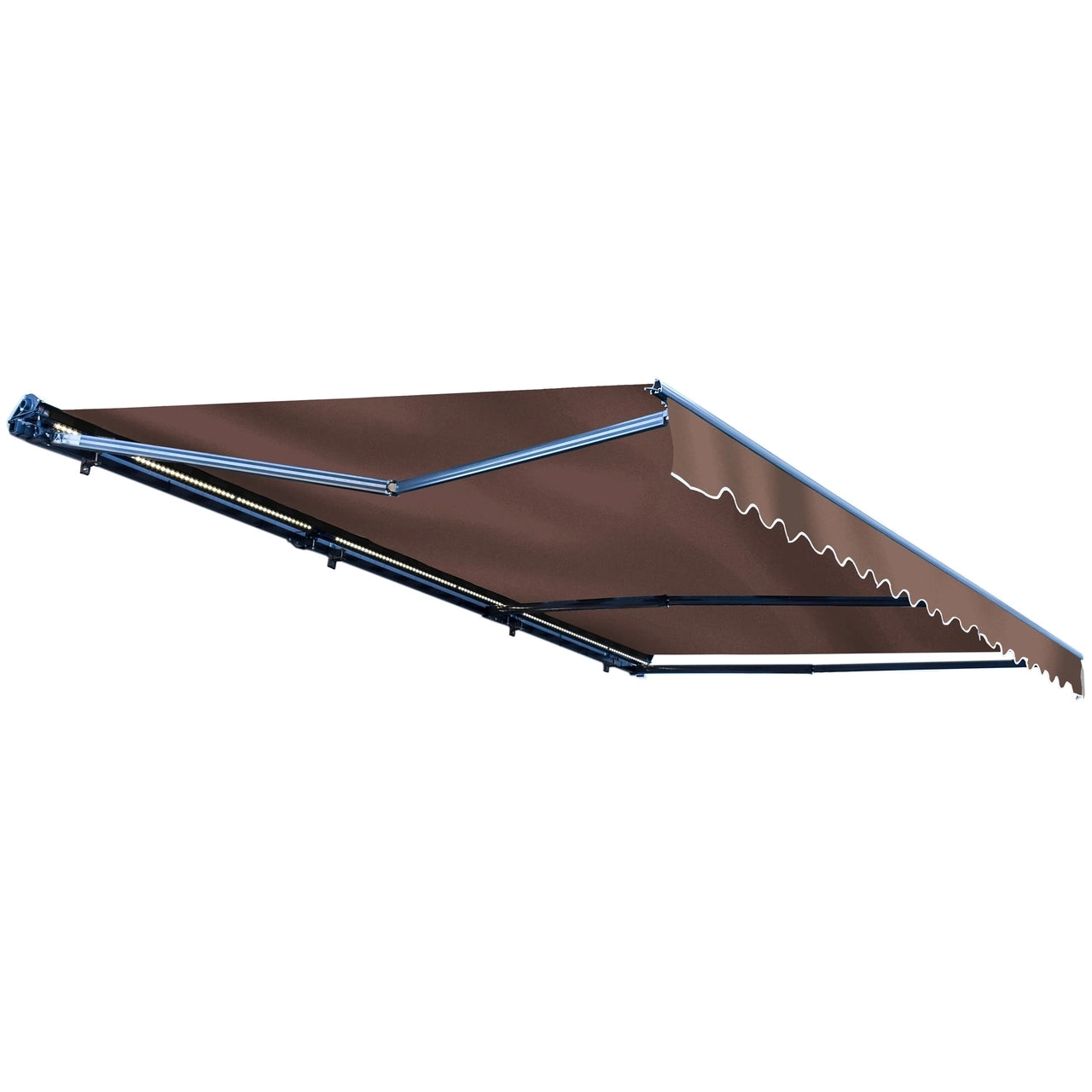 ALEKO 20x10 Feet Half Cassette Motorized Retractable LED Patio Awning - Brown Luxury Outdoor Shade for Deck, Garden & Backyard Relaxation