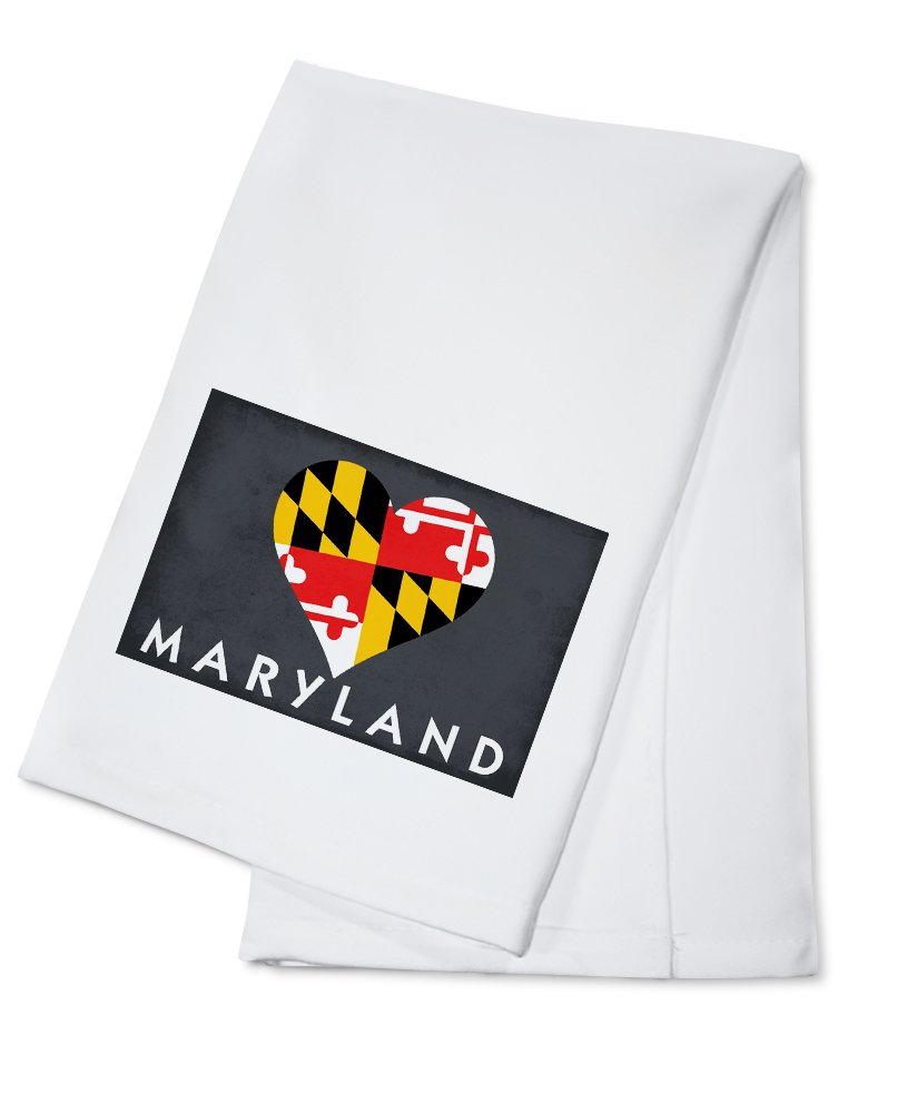 Maryland Heart Flag Tea Towel - 100% Cotton Decorative Hand Towel for Kitchen, Home Decor & Gifting | Perfect for Dish Drying, Wall Hanging & Patriotic Decorations