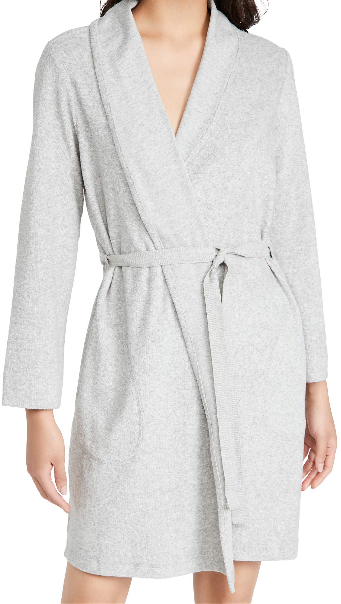 Women's Soft Micro French Terry Robe - Heather Grey - Medium Size - Cozy Loungewear for Home, Spa & Relaxation
