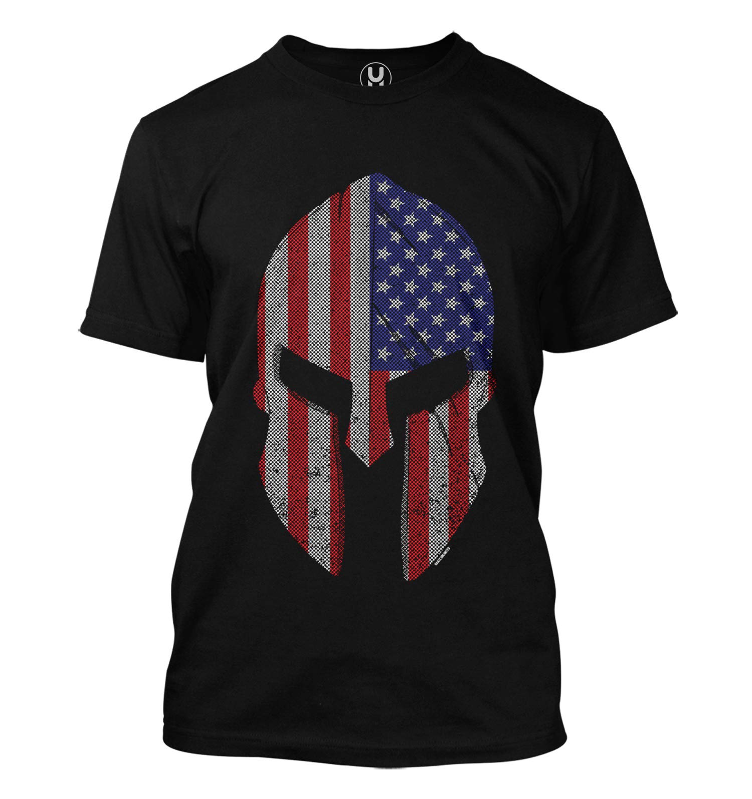 USA Flag Spartan Helmet T-Shirt for Patriotic Men - Gym & Outdoor