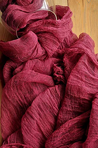 Elegant Burgundy Wedding Table Runner - Maroon Gauze Tablecloth for Bridal Showers & Reception Centerpieces | Perfect for Boho, Rustic & Vintage Wedding Decor