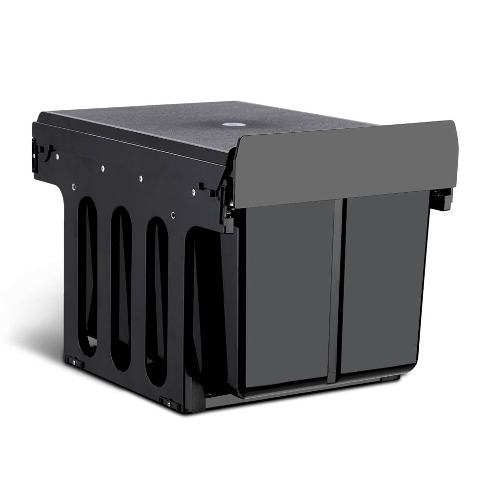 Cefito 2x15L Pull Out Trash Can - Dual Compartment Kitchen Waste Bin with Soft Close, Black | Perfect for Under Sink, Pantry & Cabinet Organization