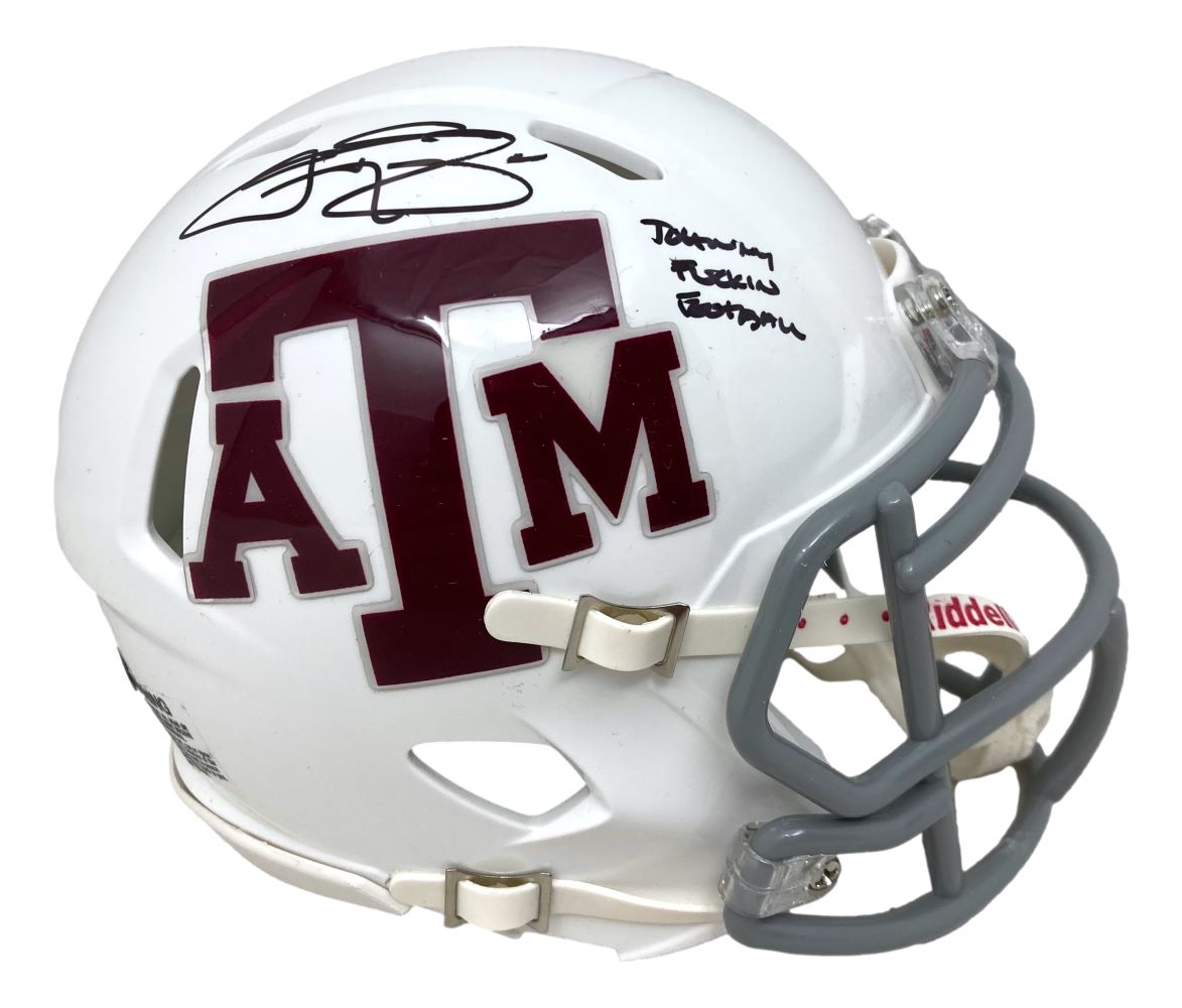 Johnny Manziel Autographed Texas A&M White Mini Speed Helmet - Johnny Football Collectible - Perfect for Sports Memorabilia Displays & Fan Collections