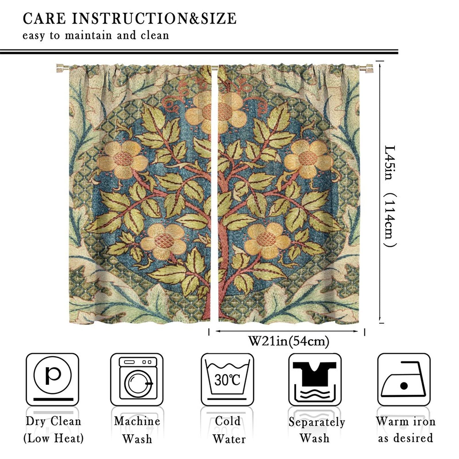 Blackout Curtain Panels 42x45 Inch - Boho Vintage Art Pattern for Bedroom & Living Room | Light Blocking, Noise Reducing Window Drapes for Better Sleep & Privacy