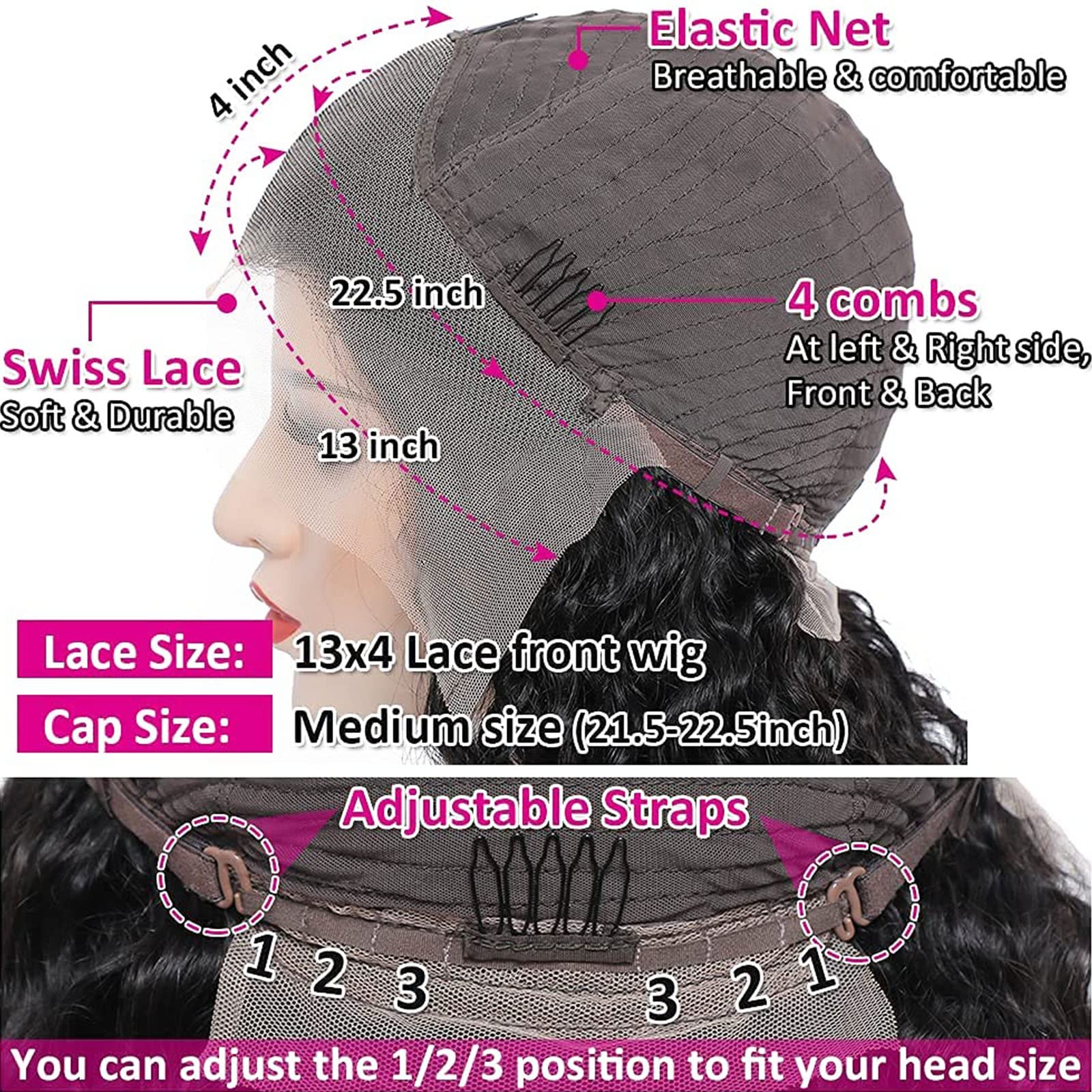 SuCoo 20 Inch Brazilian Deep Wave Human Hair Lace Front Wig - Pre Plucked with Baby Hair, Glueless 13x4 HD Transparent Lace, 150 Density Virgin Hair for Women | Perfect for Daily Wear, Parties, Cosplay & Special Occasions