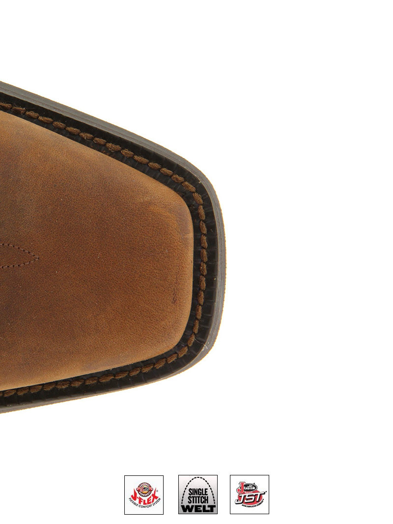 Justin Men's Stampede Western Boot Quint Brown - Durable Cowboy Boots for Rodeo, Country Dancing & Outdoor Adventures