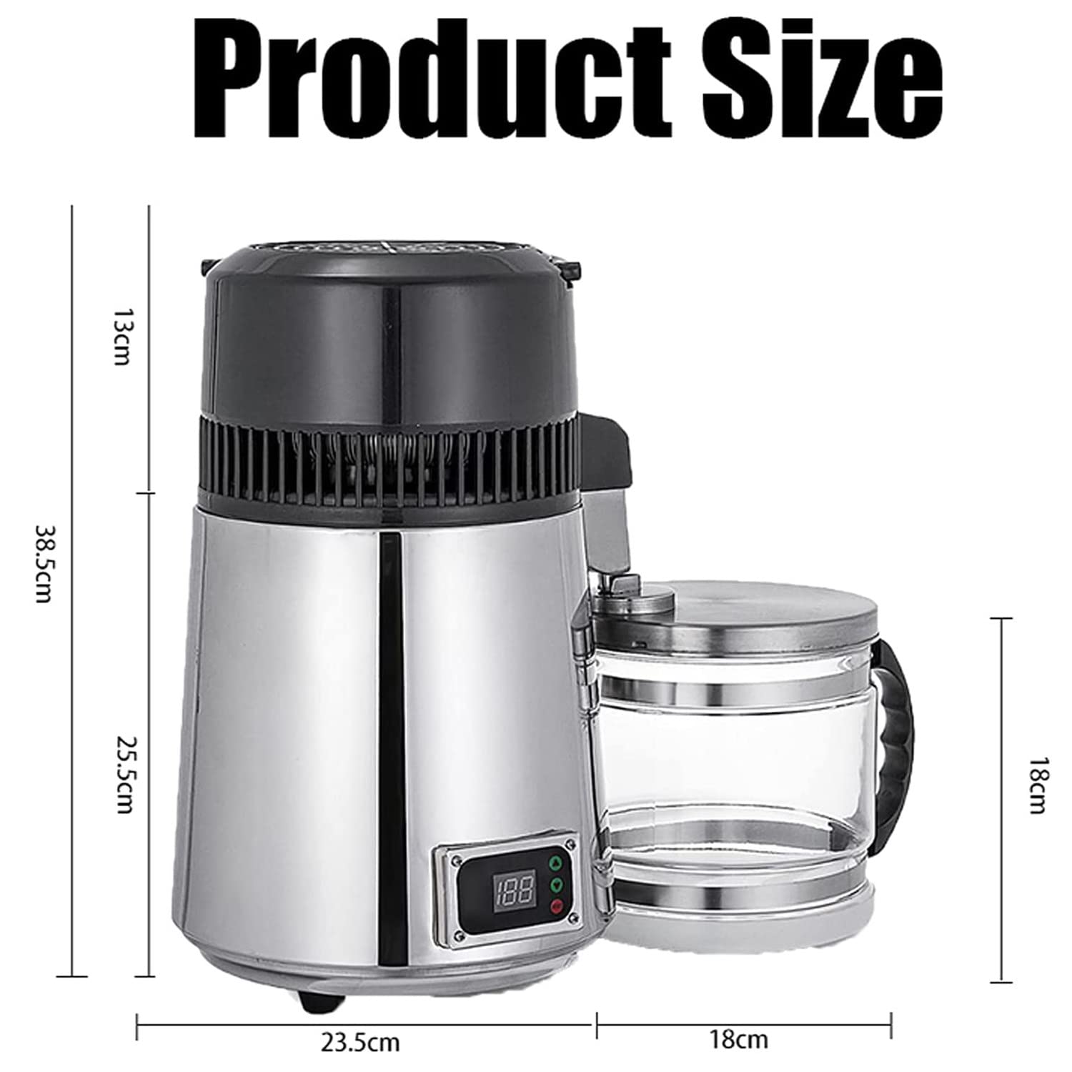 4L Home Pure Water Distiller - 750W Stainless Steel Water Purifier with Glass Container for Clean Drinking Water | Perfect for Home, Office, and Emergency Preparedness