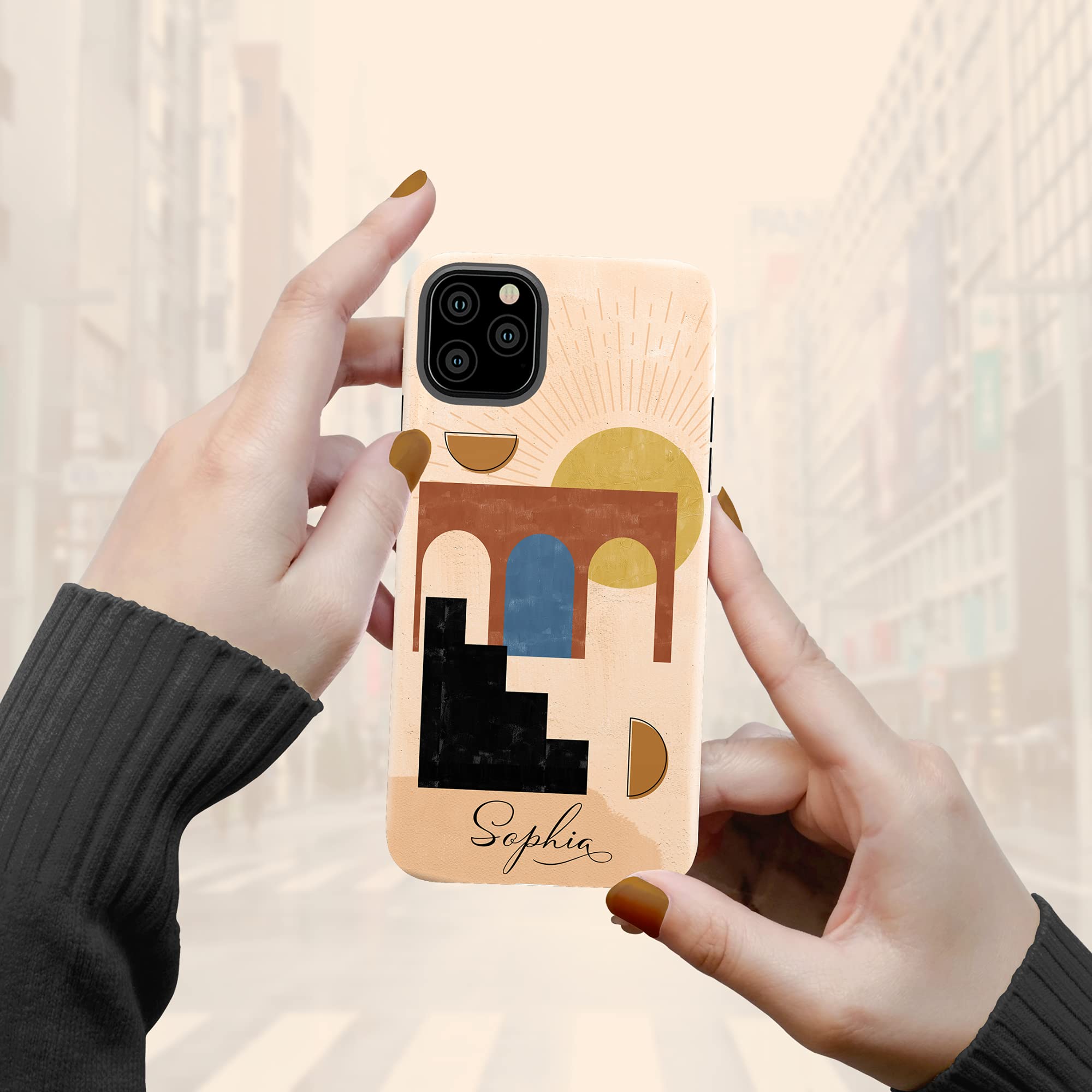 Custom Modern Abstract Phone Case - Personalized Name Design for iPhone 16 Plus/15 Pro Max/14/13 Mini/12/11/X/XS Max/XR/7/8 - Trendy Pink Protective Cover - Perfect for Everyday Use, Gifts & Fashion Accessories