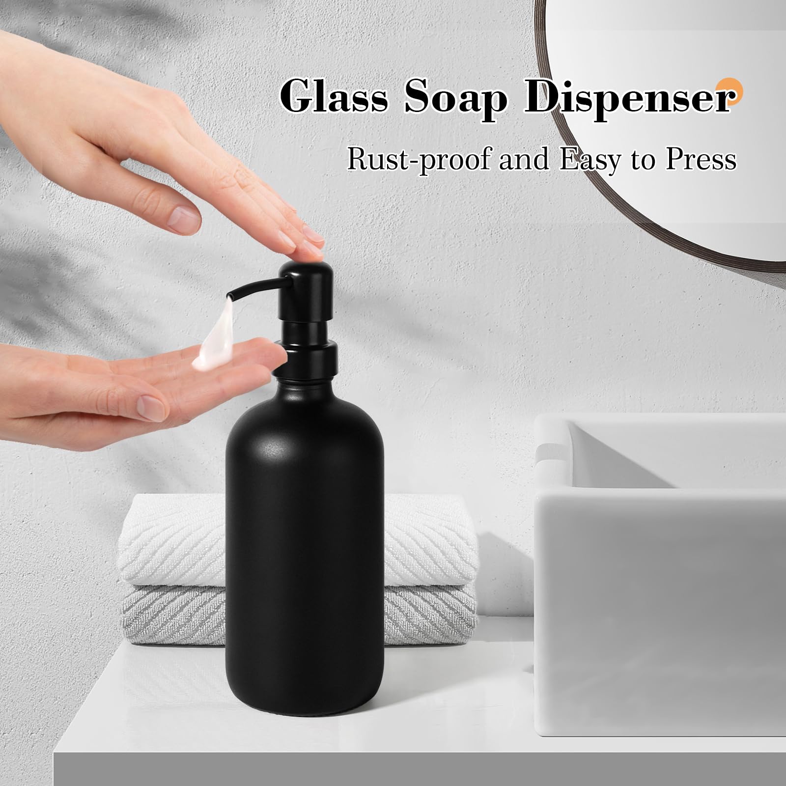 Premium 7-Piece Matte Black Bathroom Accessories Set - Includes Trash Can, Soap Dispenser, Toothbrush Holder, Soap Dish, Vanity Tray & Q-Tip Holder - Modern Bathroom Decor for Home, Hotel & Spa Use