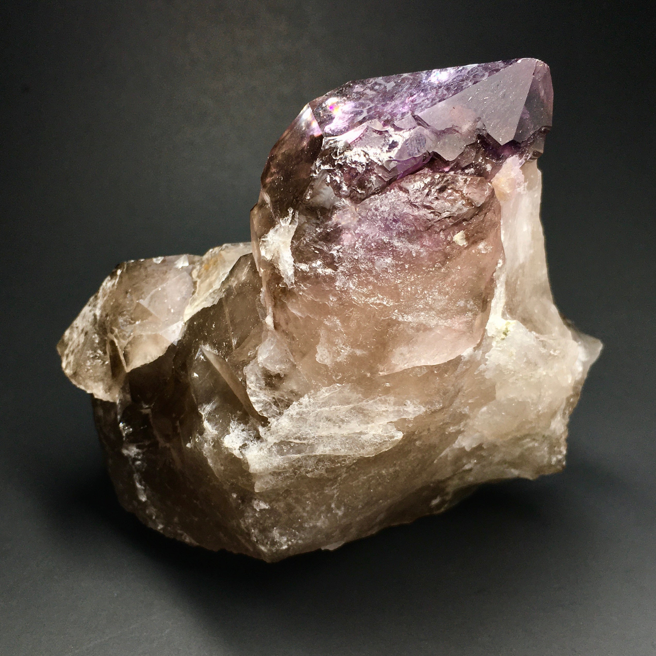 Natural Elestial Smoky Amethyst Crystal - Healing Stone for Meditation, Chakra Balancing & Spiritual Growth - Perfect for Home Decor, Yoga Space & Energy Work