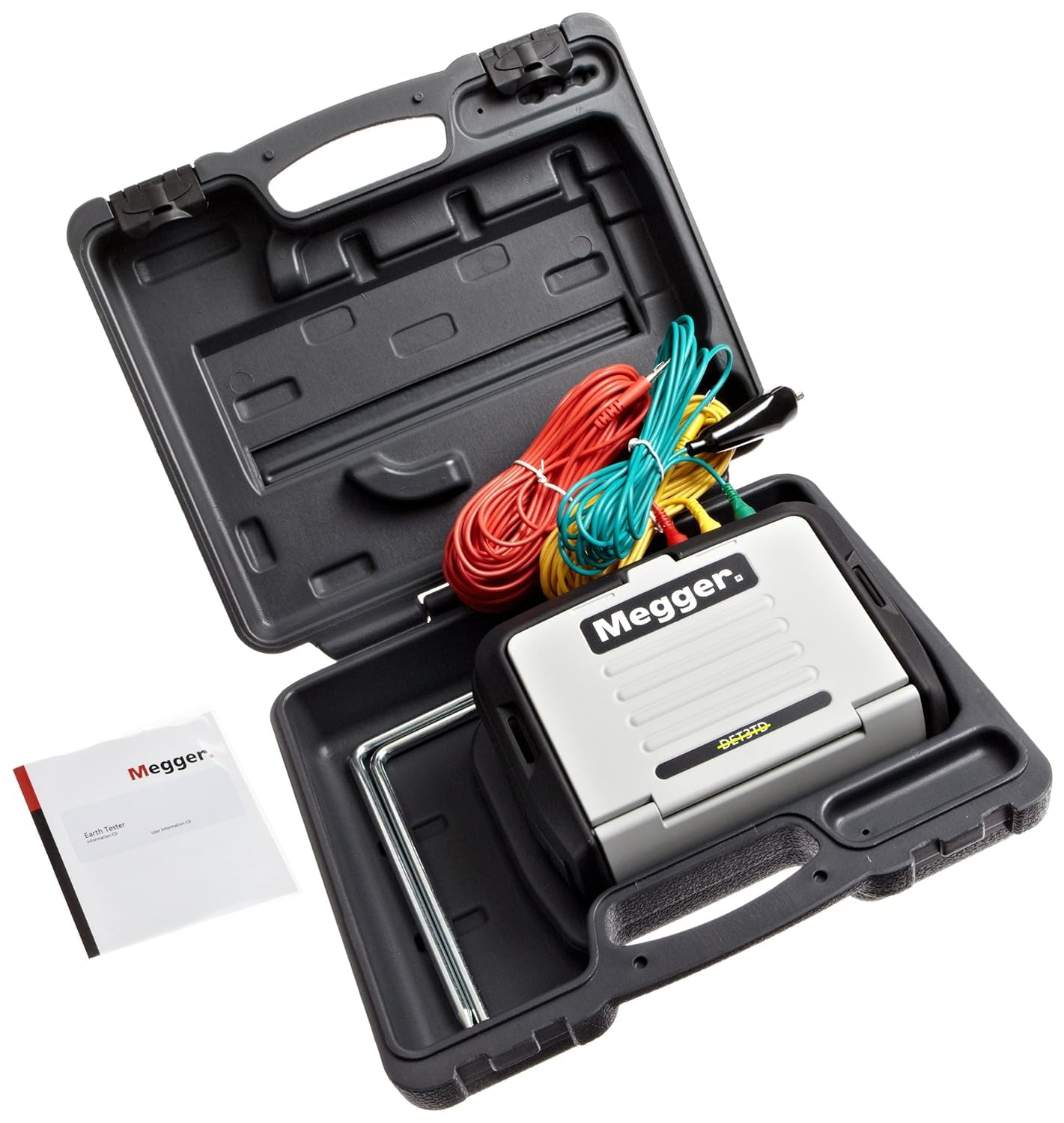 MEGGER DET3TD Digital Ground Resistance Tester Kit - 0.01 to 2000Ω ±2% Accuracy, 3-Terminal Measurement, 0-100V Voltage Range - Perfect for Electrical Safety Testing, Industrial Maintenance & Power System Grounding Inspections