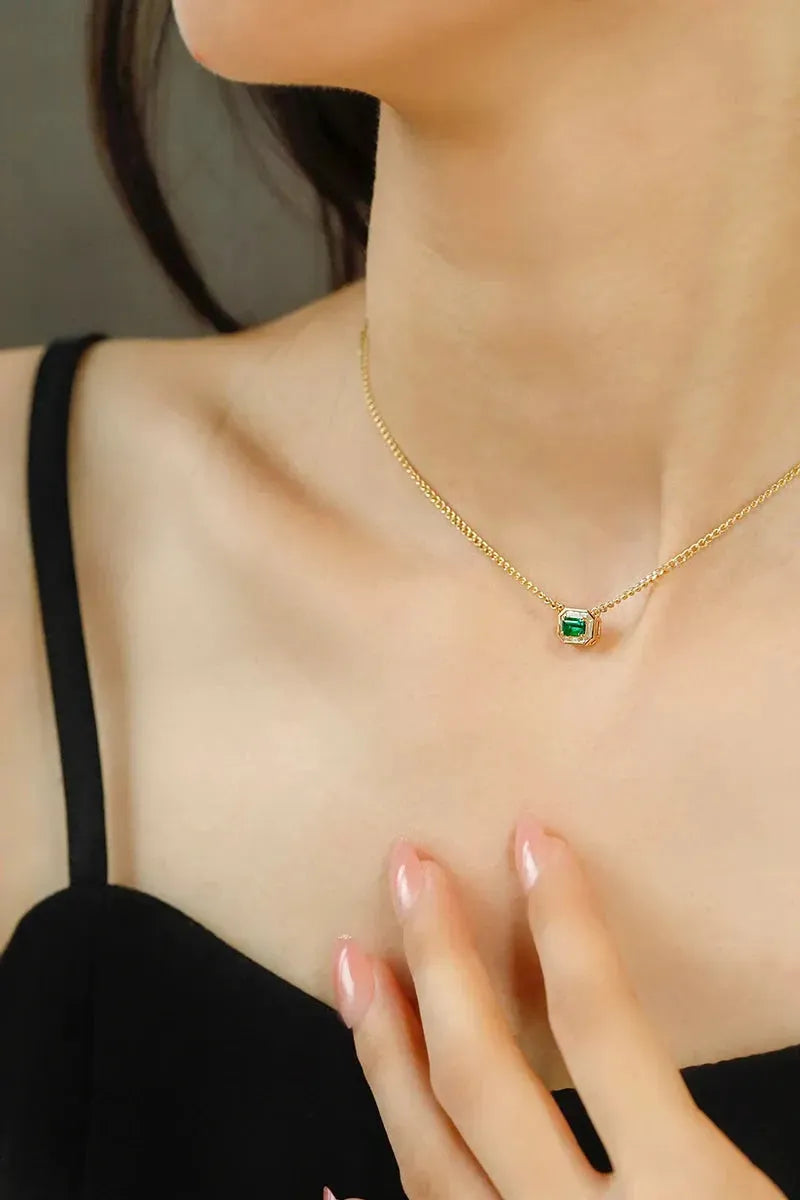 18K Yellow Gold Bracelet for Women with Real Diamonds & Natural Emerald - T Shape Cuban Chain Design Jewelry Set (Bracelet & Necklace) | Perfect for Weddings, Anniversaries, and Special Occasions