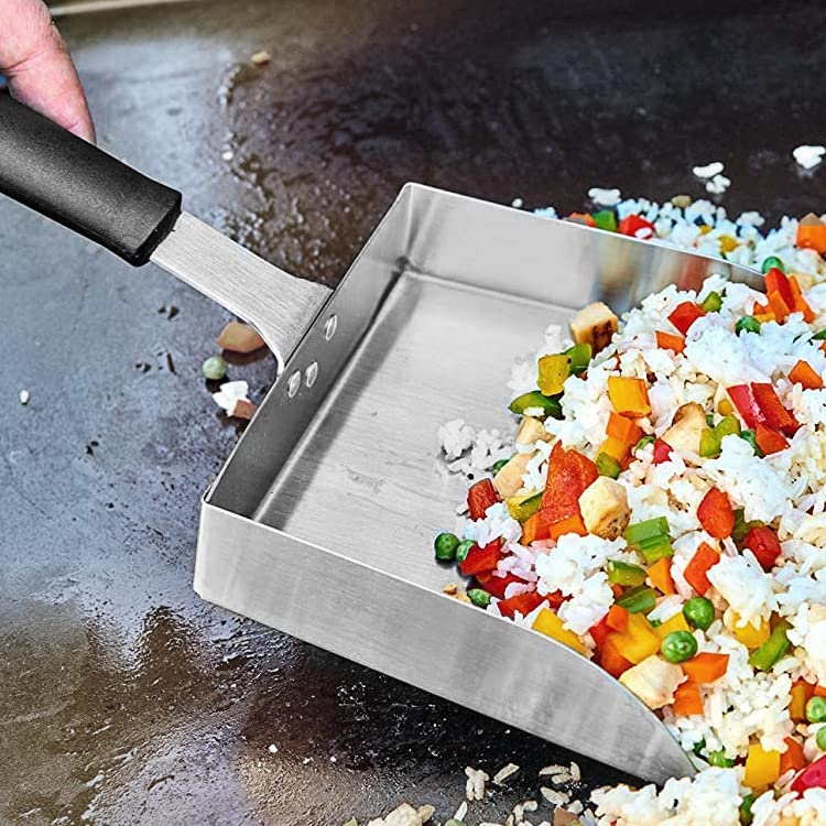 Premium Stainless Steel Griddle Scraper & Spatula Set - Heavy Duty Flat Top Grill Accessories for Burgers, Pancakes, Stir Fry - Commercial Grade Food Turner & Scoop for Professional Kitchens & Outdoor BBQ