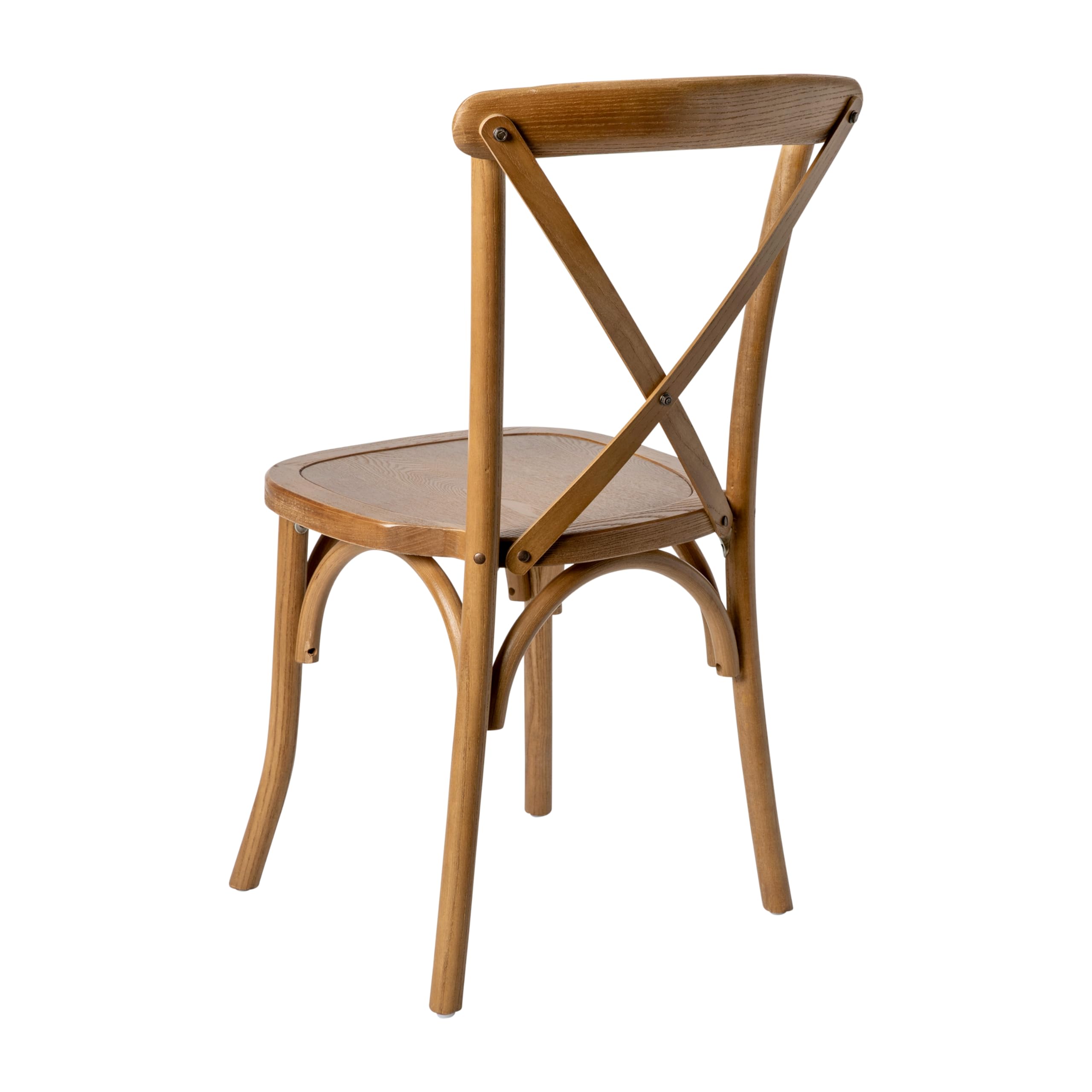 Stackable Pecan Wood Cross Back Chair - Durable & Comfortable Dining Chairs for Kitchen, Restaurant, and Outdoor Patio Use