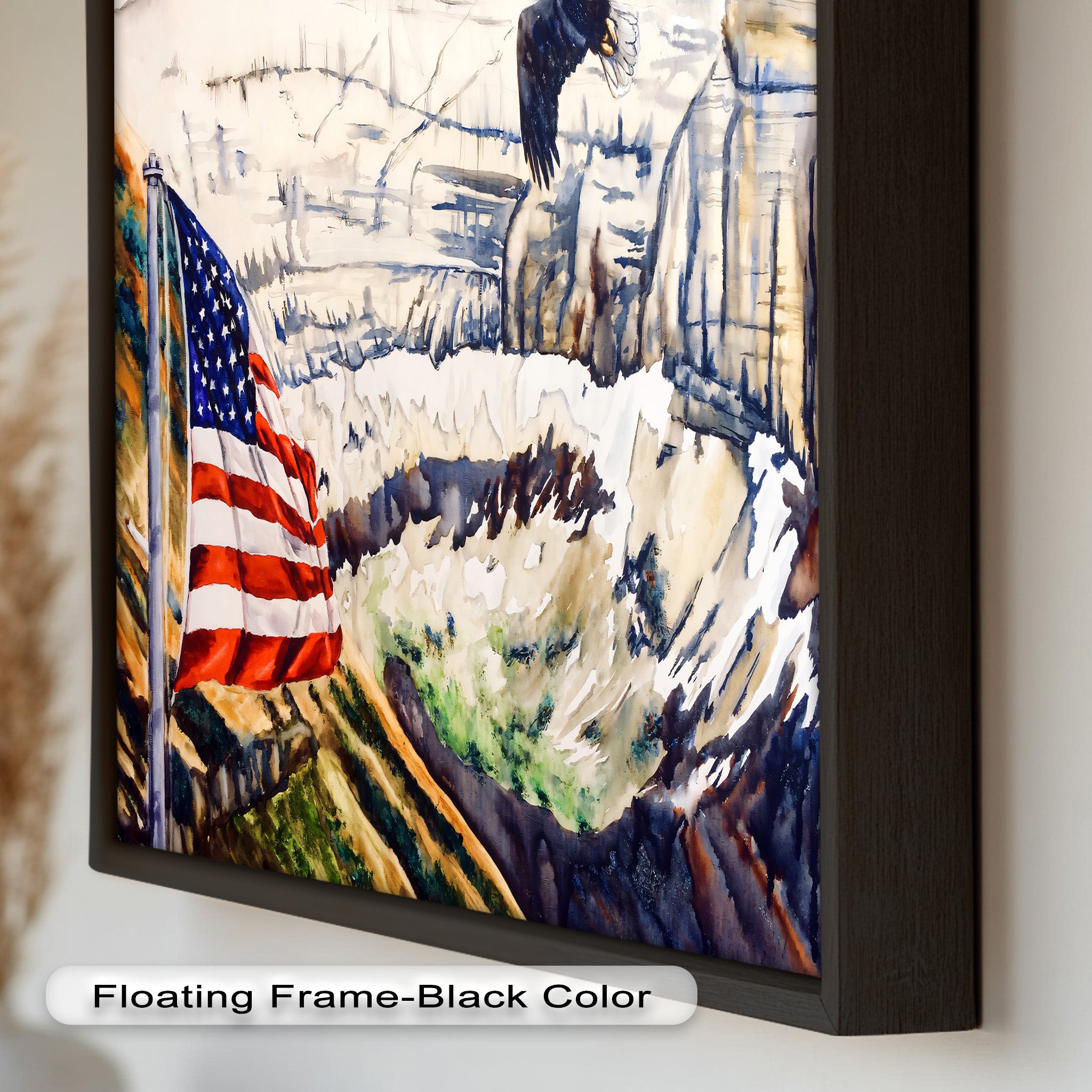 Patriotic Oil Painting of American Flag and Bald Eagle - Perfect for Home Decor, Office Wall Art & Gift for Independence Day