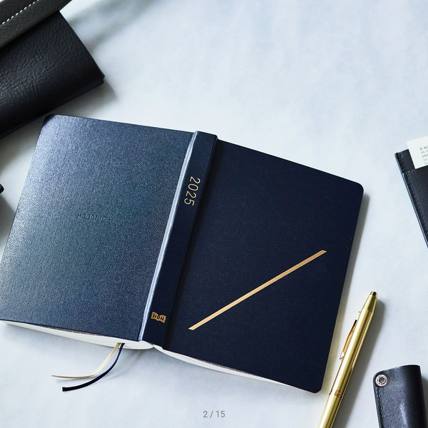 Hobonichi Techo 2025 Planner - Navy Blue A6 Daily Journal (English Edition) | January Start, Monday Start | Perfect for Productivity, Bullet Journaling & Personal Organization