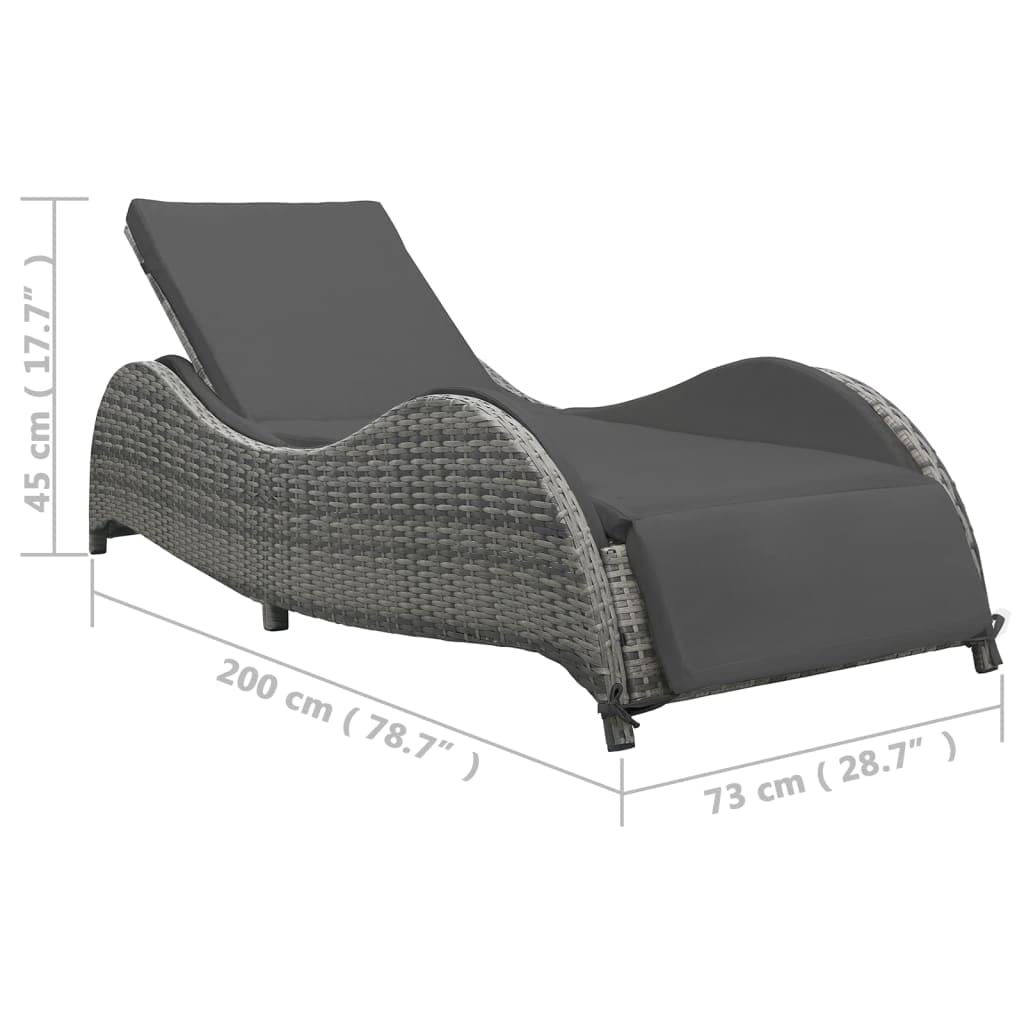 Premium Sun Lounger with Cushion - Durable Poly Rattan in Anthracite (21.7g) - Perfect for Poolside, Beach, Patio & Outdoor Relaxation