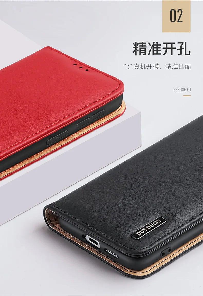 DuxDucis Galaxy S24 Genuine Leather Wallet Case - Premium Protective Cover with Card Slots for Samsung Galaxy S24 - Perfect for Business, Travel & Everyday Use