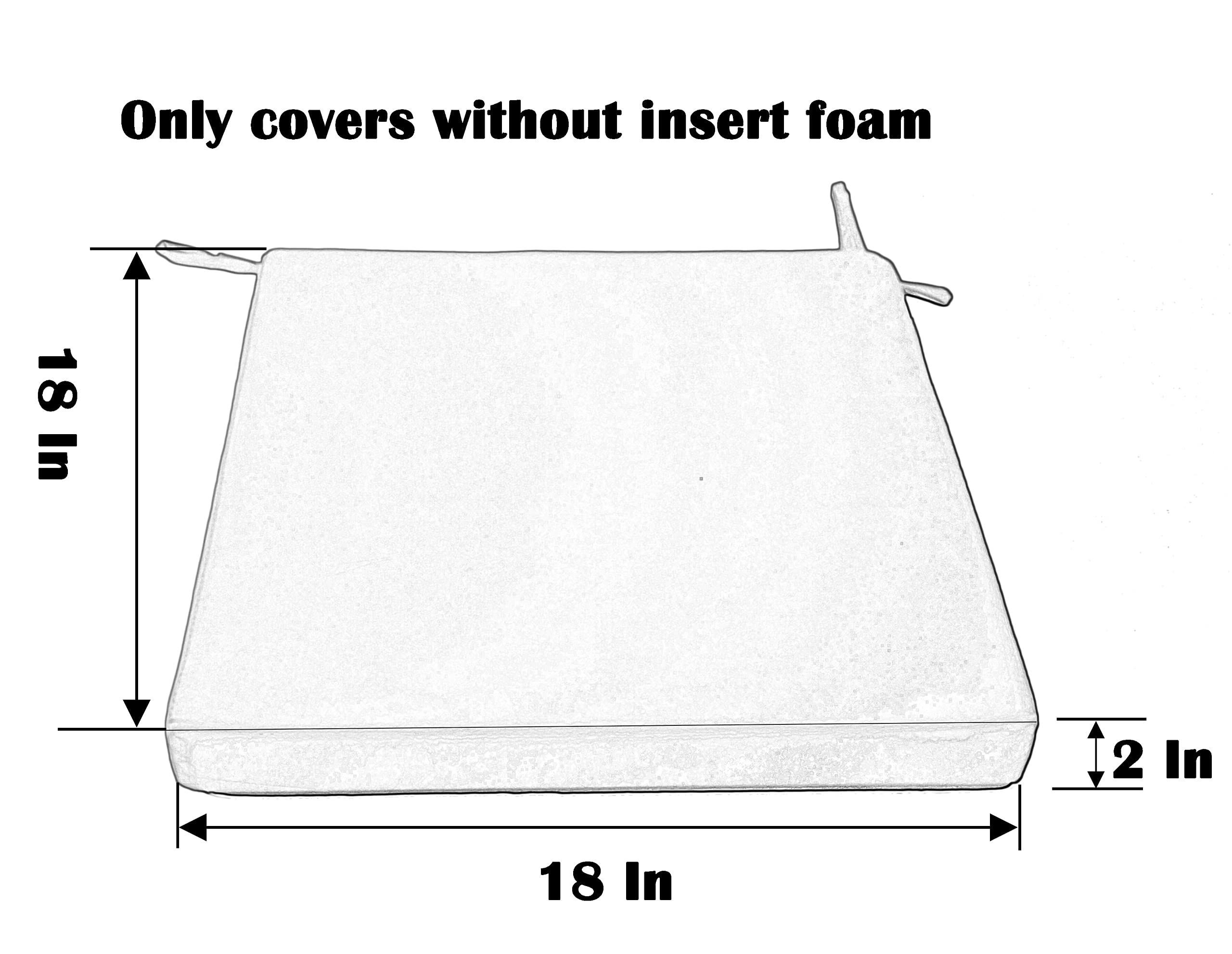 Waterproof Outdoor Patio Cushion Covers 18x18x2 Inches - 2 Pack Beige Replacement Covers for Garden Furniture, Deck Chairs & Poolside Loungers