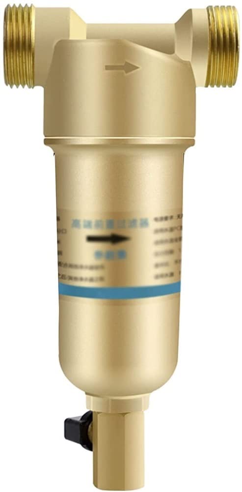 XINDONG 1 Inch to 4 Points All-Copper Brass Water Filter Tap - Household Pre-Filter for Wall-Hung Boiler, Solar System & Anti-Scaling Protection with Stainless Steel Mesh (32mm to 20mm) - Perfect for Kitchen, Bathroom & Outdoor Water Filtration