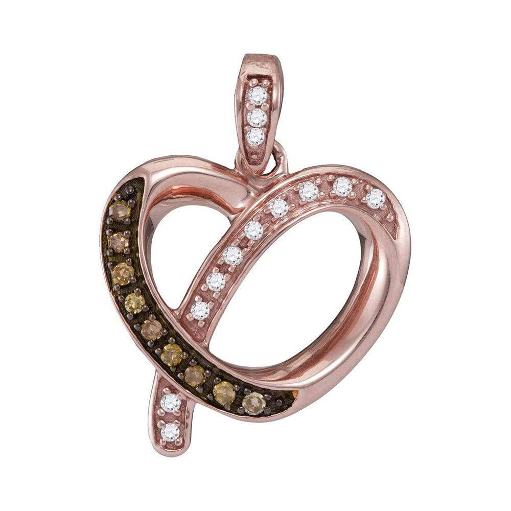 10kt Rose Gold Round Brown Diamond Heart Pendant Necklace for Women - 1/8 Cttw Genuine Diamond Jewelry Gift for Valentine's Day, Anniversary & Special Occasions | Auriga Fine Jewelry