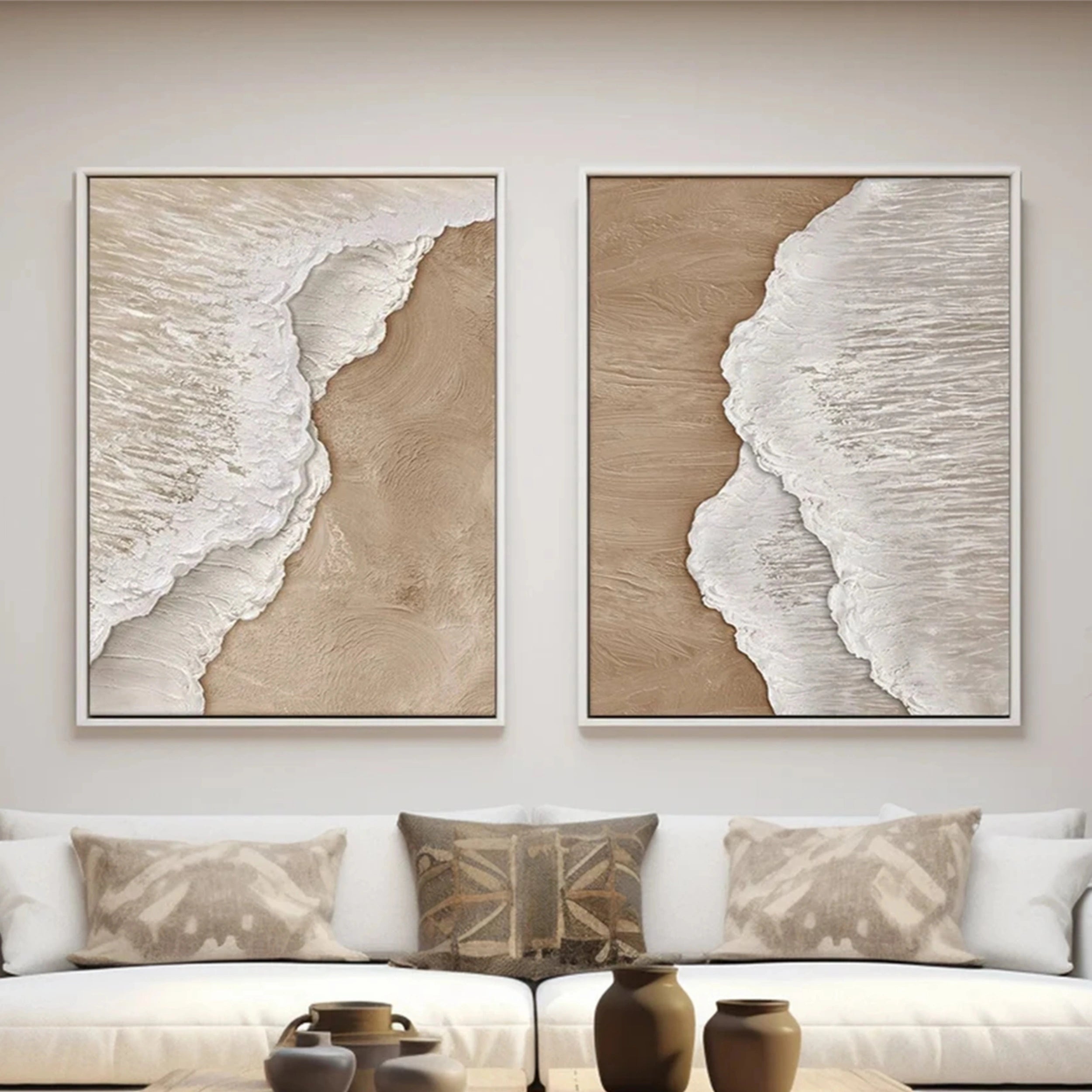 Ocean and Sky Painting Set of 2 - Handmade Canvas Wall Art for Home & Office Decor - Perfect for Living Room, Bedroom or Beach House
