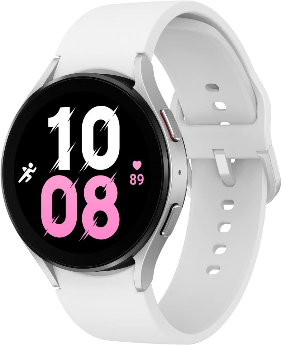 SAMSUNG Galaxy Watch 5 44mm Bluetooth Smartwatch with Body, Health, Fitness & Sleep Tracking | Sapphire Crystal Glass | Enhanced GPS | US Version | Silver Bezel & White Band (Renewed) | Perfect for Workouts, Running & Daily Activity Monitoring