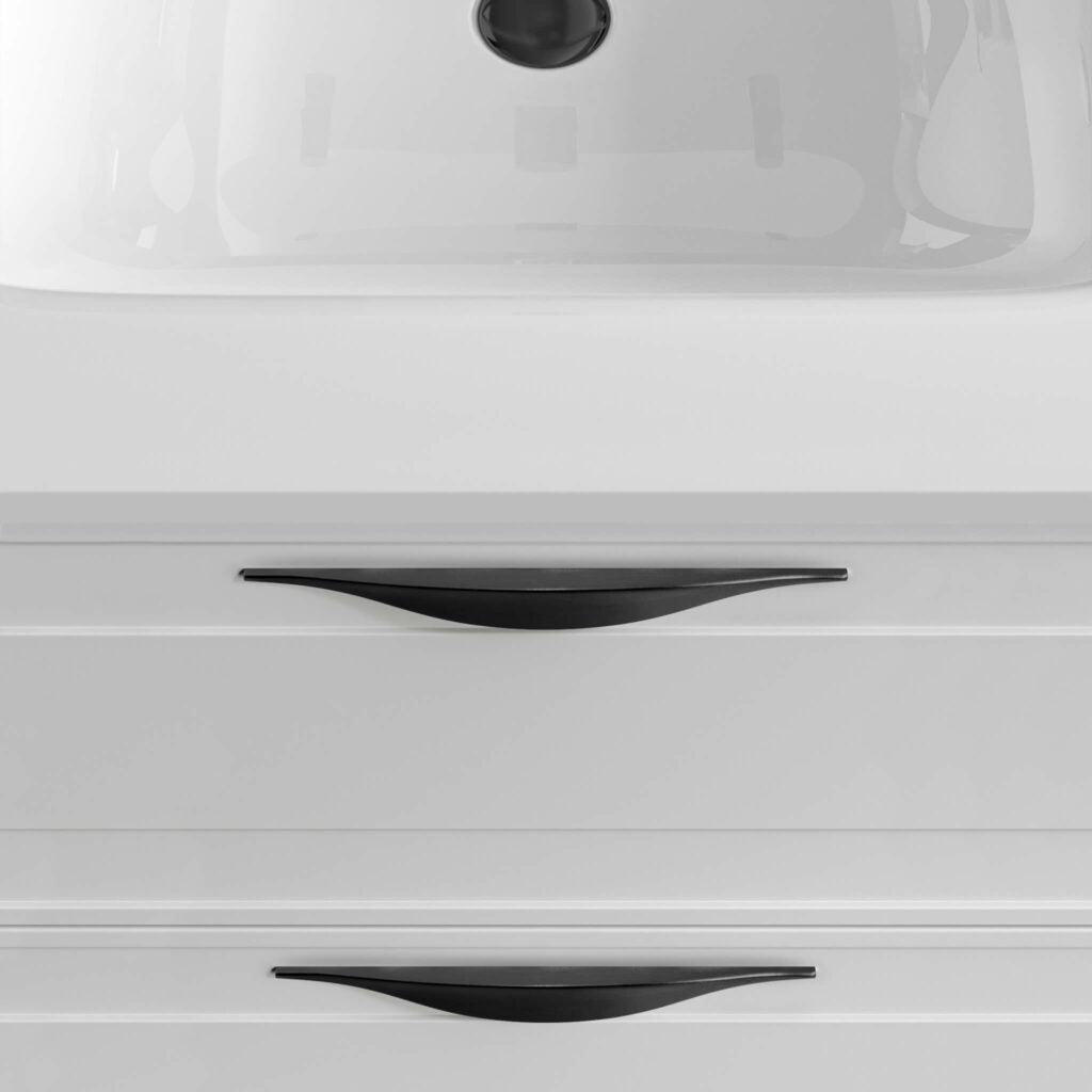Deville 48 Inch Matt Black Wall Mount Bathroom Vanity - Porcelain or Solid Surface with High Resistance Coating | Modern Space-Saving Design for Small Bathrooms