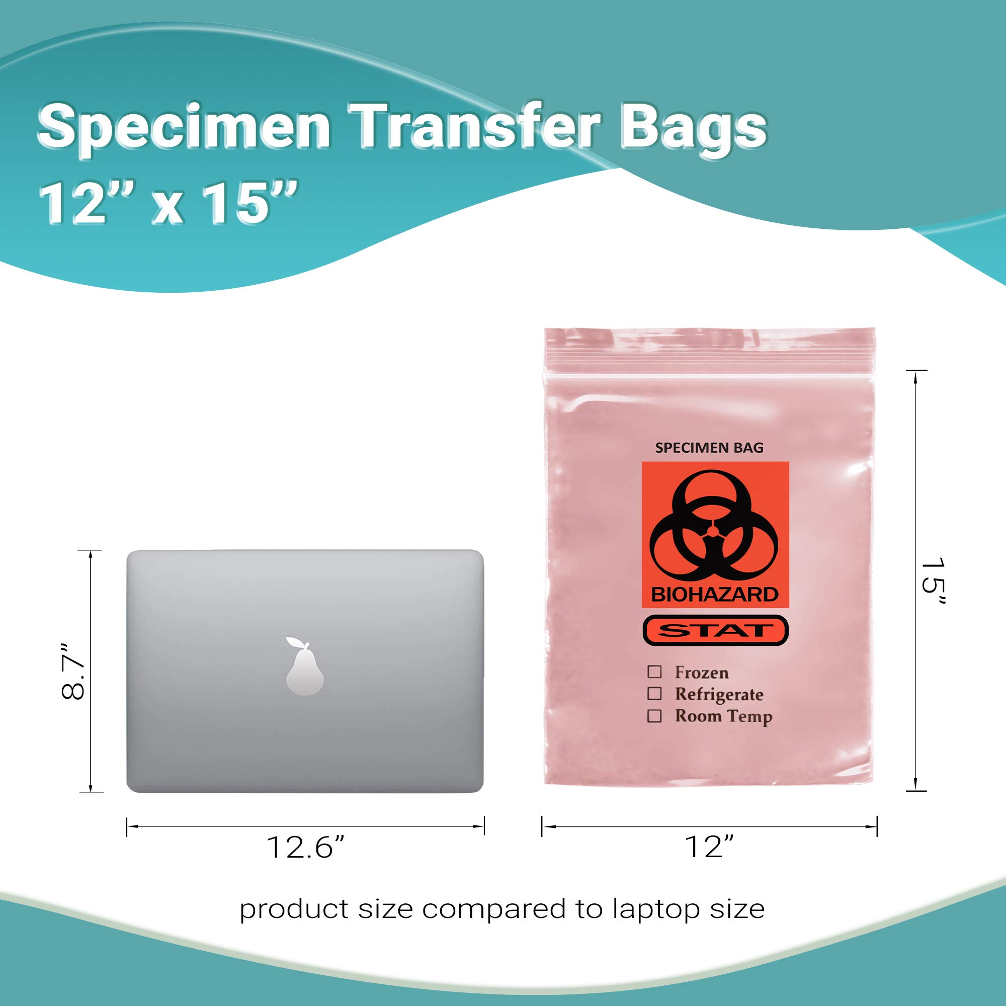 APQ 1000 Pack Pink Tint 12x15 Zipper Biohazard Specimen Transfer Bags - 2 Mil Thick Polyethylene Medical Bags for Healthcare, Laboratories & First Aid Kits | Ideal for Clinics, Hospitals & Emergency Medical Use