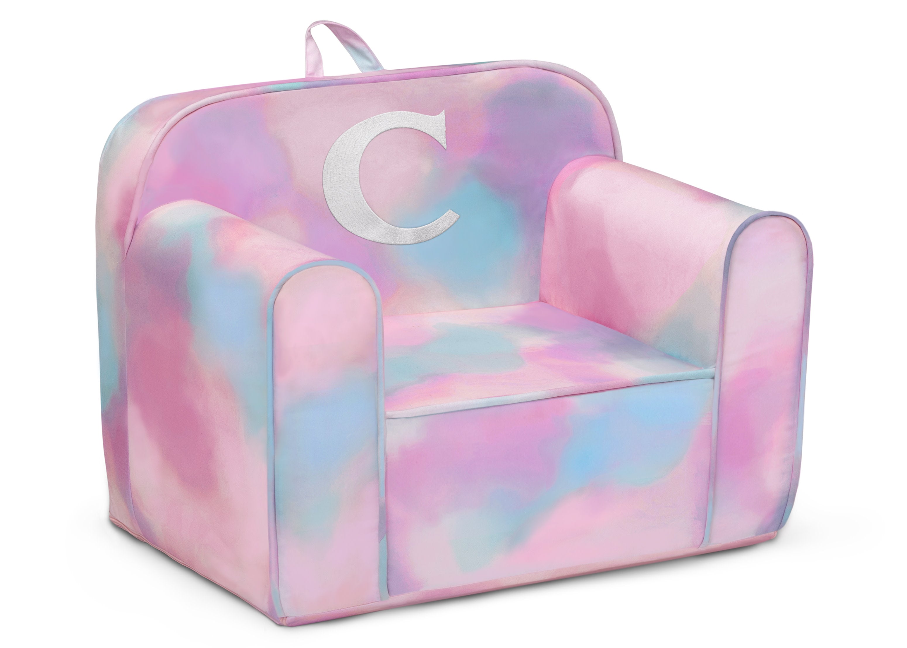 Custom Monogram Tie Dye Cozee Chair - Personalized Oversized Lounge Chair for Bedroom, Living Room & Dorm - Soft Plush Fabric Reading Chair with Lumbar Support