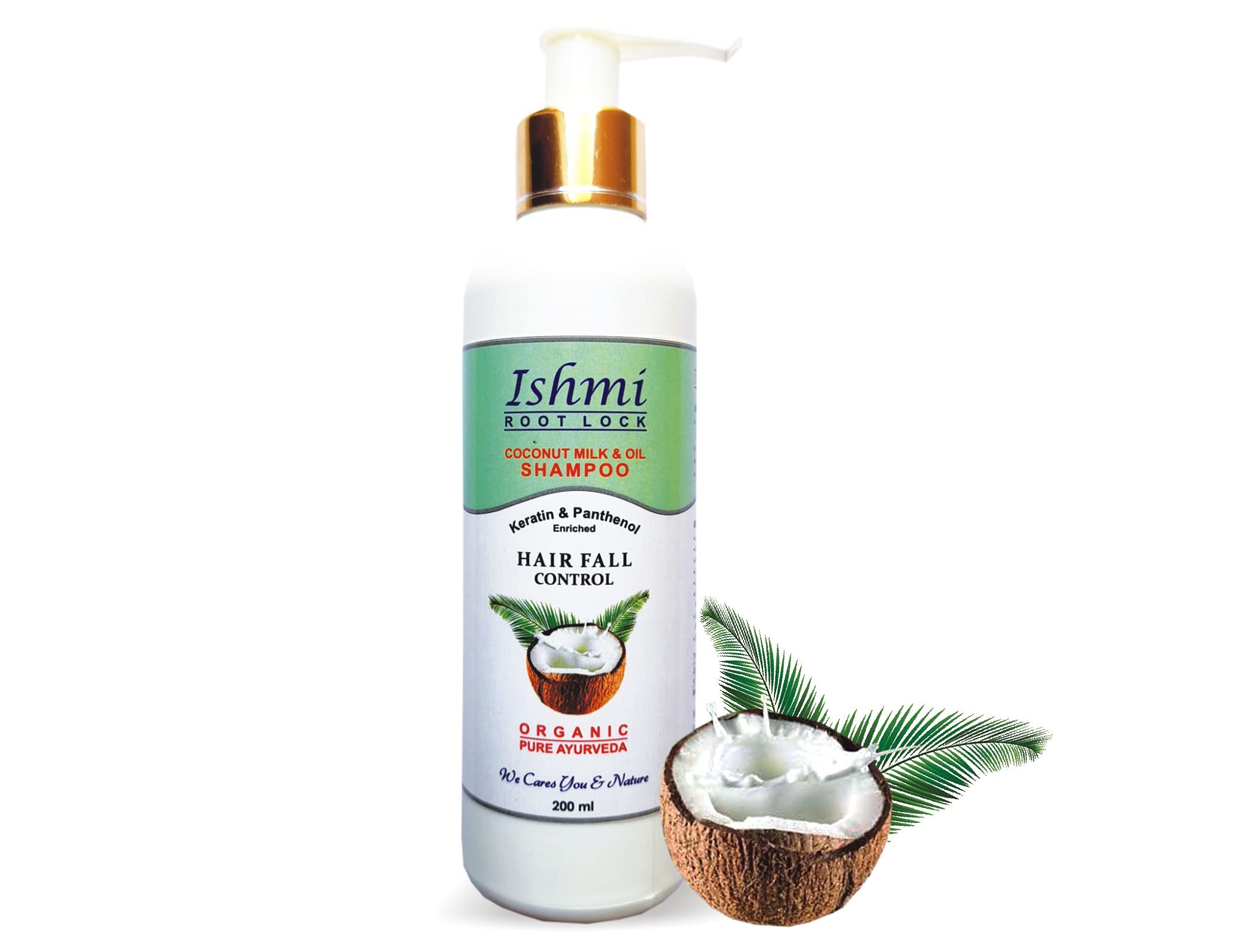 Ishmi Coconut Milk & Oil Root Lock Shampoo - 200ml | Stops Hair Fall, Promotes Hair Growth & Thickens Hair with Keratin & Panthenol | SLS, Sulfate, Paraben & Silicone Free | For Daily Hair Care & Scalp Nourishment