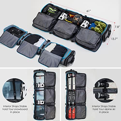 XCMAN Adjustable Length Roller Snowboard Bag with Wheels - Durable Travel Case for Snowboarding Gear, Perfect for Airports, Slopes & Winter Sports Trips