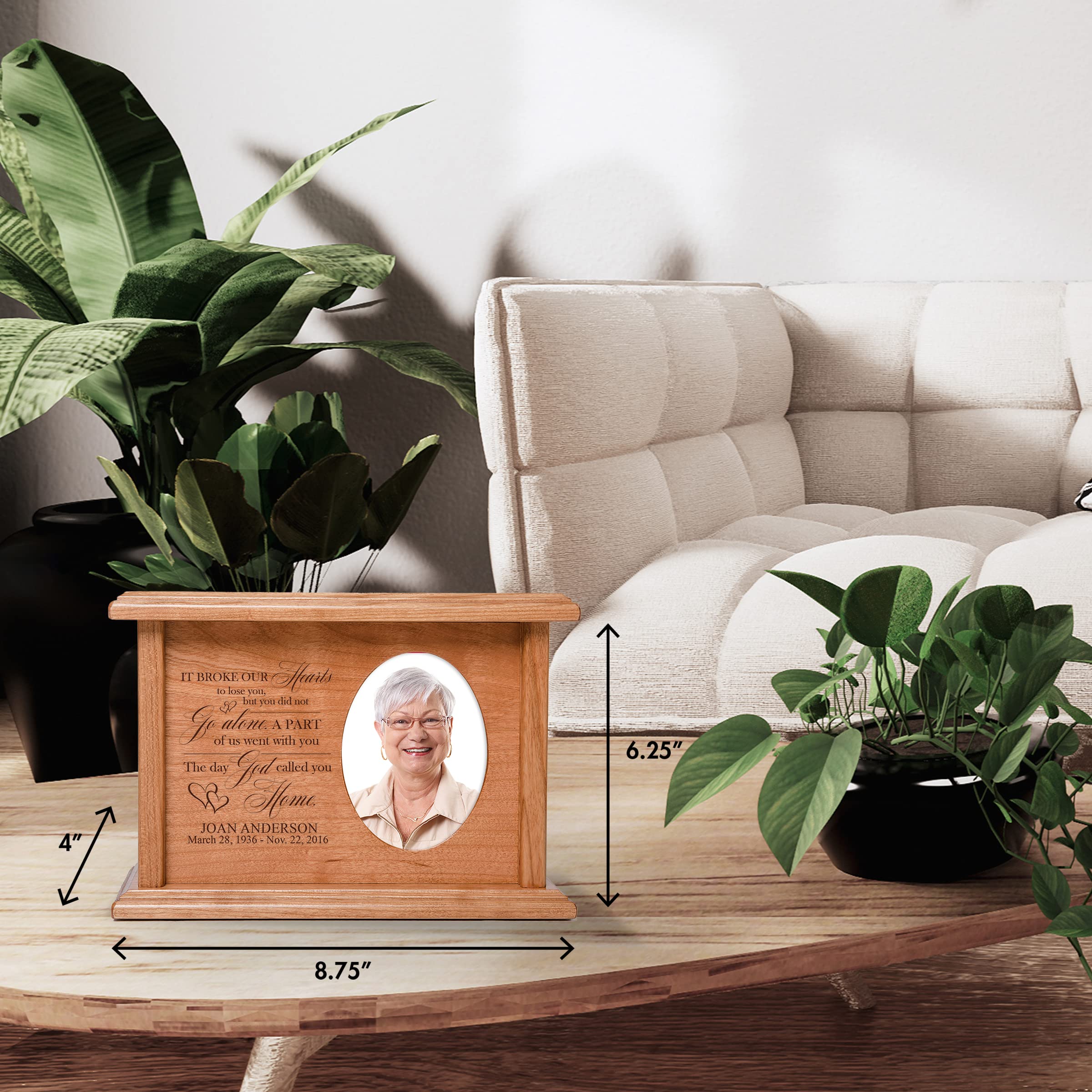 Lifesong Milestones Photo Urns for Human Ashes - Small Wooden Keepsake Urn Box for Adults, Men & Women - Personalized Memorial Gifts with Picture Frame - Perfect for Funeral, Cremation Ashes Storage & Wall Display