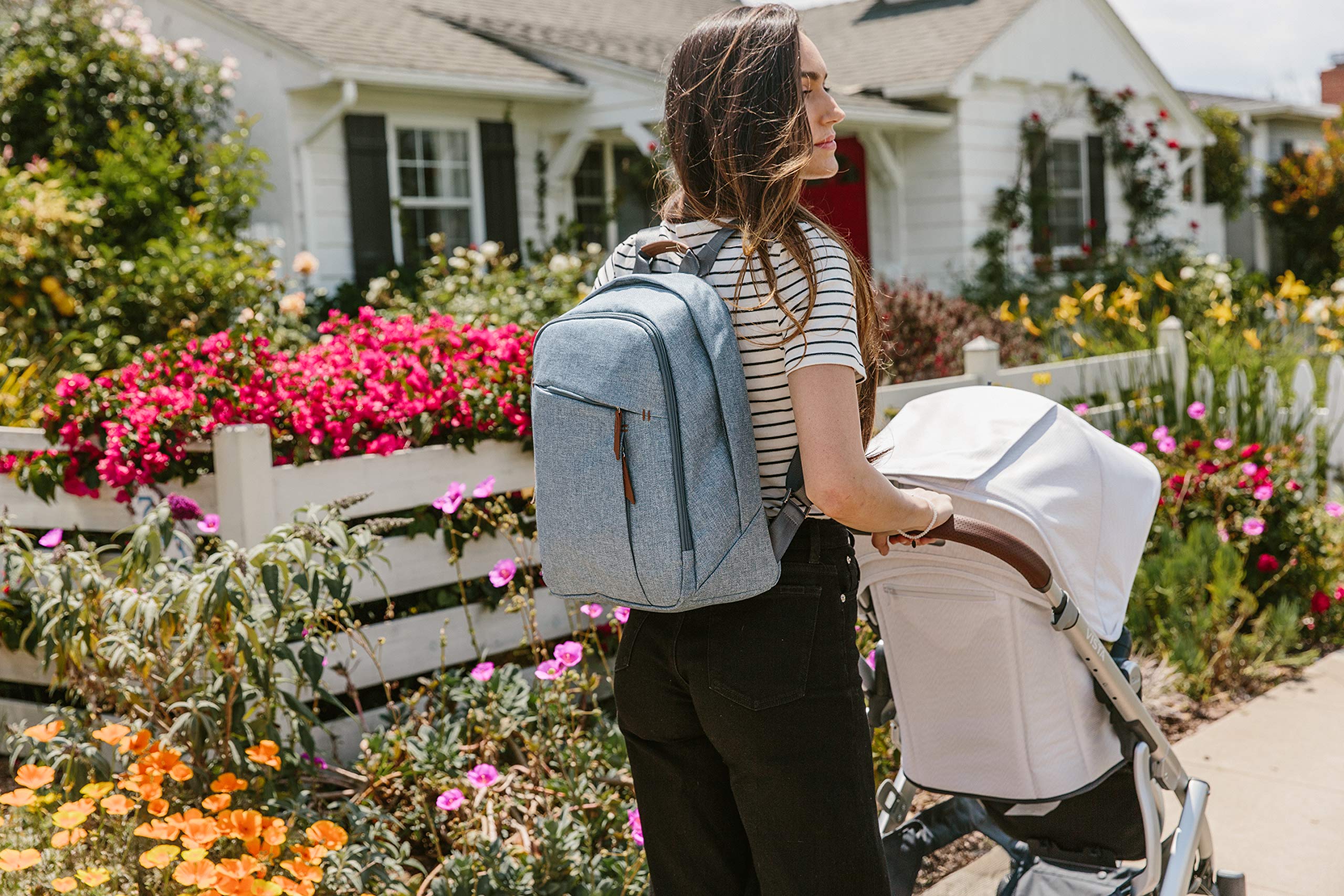 UPPAbaby Diaper Changing Backpack - JORDAN (Charcoal Melange/Black Leather) | Stylish Baby Essentials for Travel, Outings & Daily Use