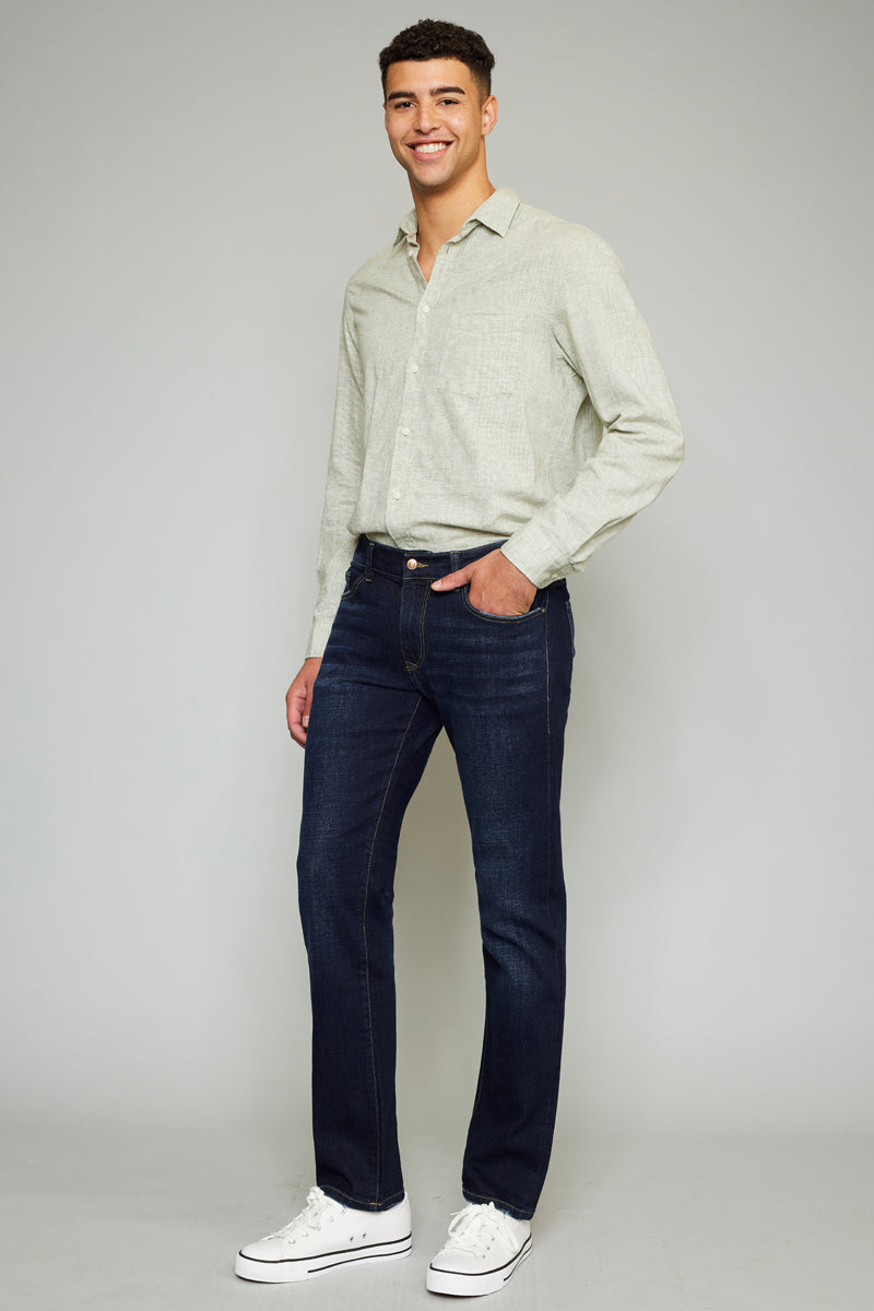 James Dark Wash Slim Straight Men's Jeans - Comfortable & Stylish for Casual Wear, Work & Everyday Outfits
