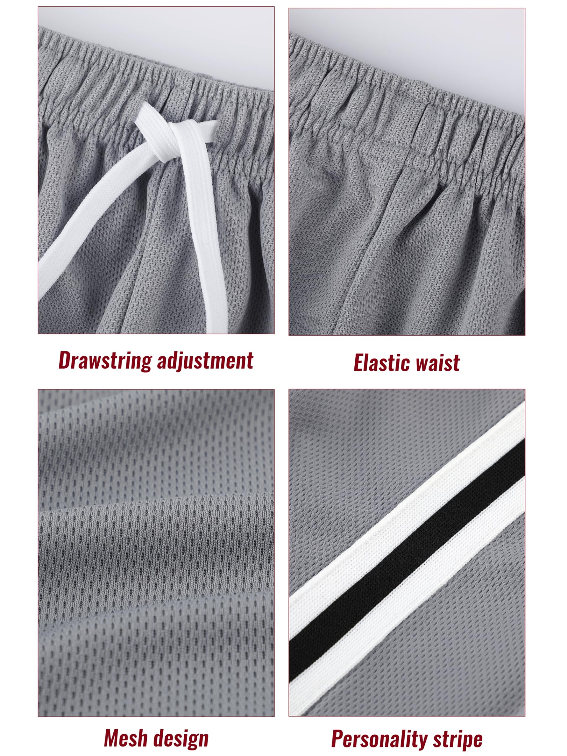 6 Pack Boys' Athletic Shorts - Quick Dry Mesh Basketball Soccer Gym Shorts for Toddlers & Kids - Perfect for Summer Sports, Playground & Outdoor Activities