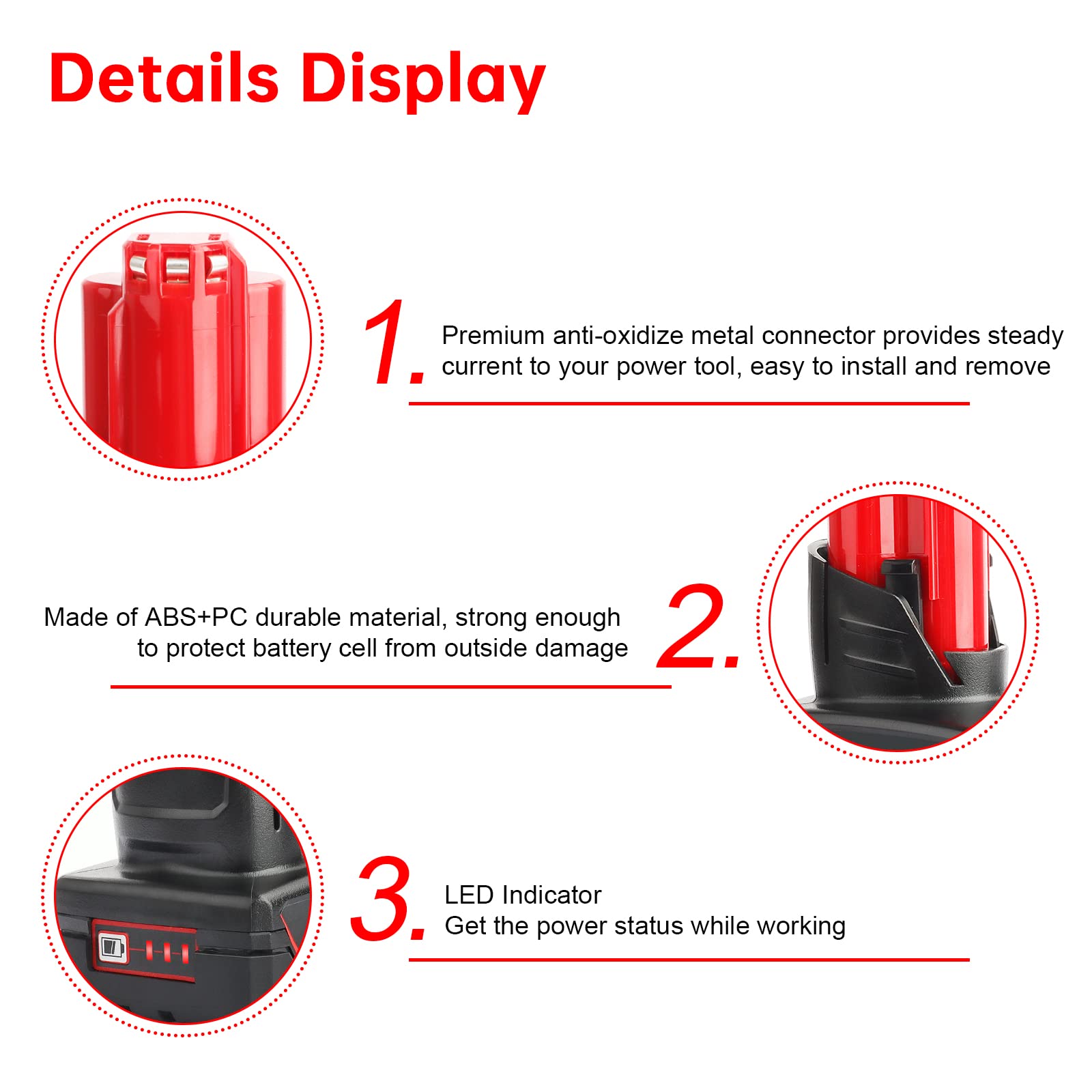 2 Pack 12V 6Ah Lithium-ion Replacement Battery for Milwaukee 12V Power Tools - Compatible with Milwaukee 48-11-0490, 48-11-2402, 48-11-2411, 48-11-2430 - LED Power Indicator - Perfect for Drills, Saws, and Other 12V Cordless Tools (Not Made by Milwaukee)