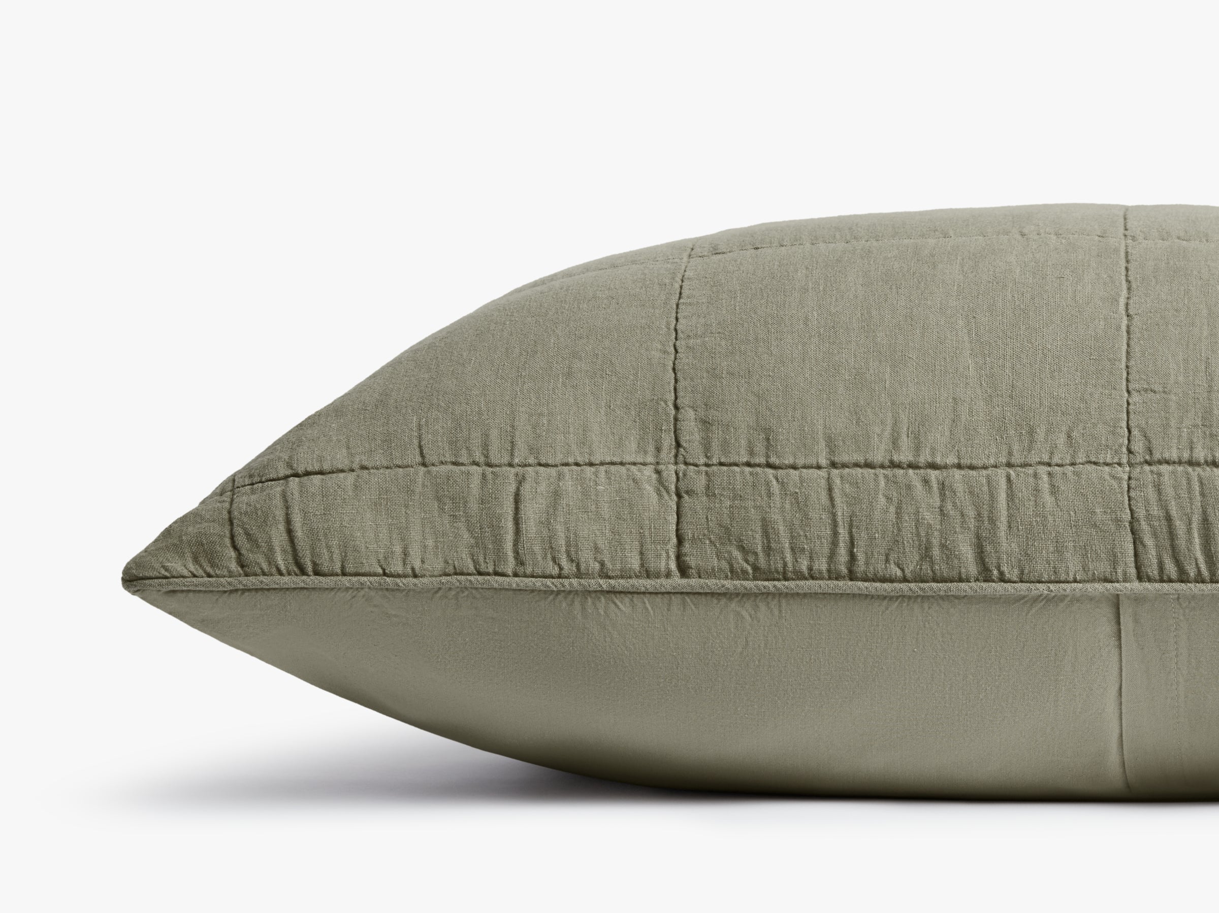 Linen Box Quilted Euro Sham Pillow Cover - Moss Green Decorative Bedding for King/Queen Size - Perfect for Farmhouse, Boho & Modern Bedroom Decor
