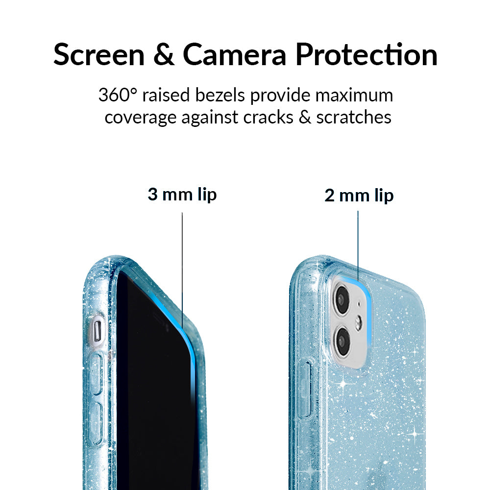 Blue Stardust Glitter iPhone Case - Sparkling Protective Cover for iPhone 13/14/15 Pro Max - Trendy Fashion Accessory for Parties, Events & Everyday Use