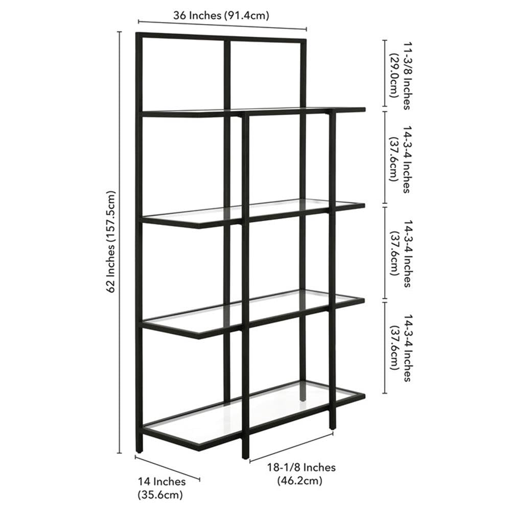 62'' Tall Rectangular Bookcase in Blackened Bronze - Modern Bookshelf for Living Room, Office & Study - Sturdy Storage Shelf for Books, Decor & Display