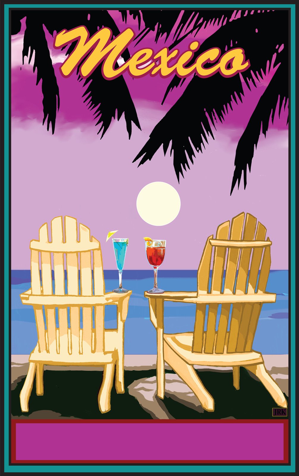 Joanne Kollman Tropical Palm Adirondack Chair Wall Art Print - 11x17 Inches Vibrant Mexico Beach Decor for Patio, Living Room & Coastal Home Decor